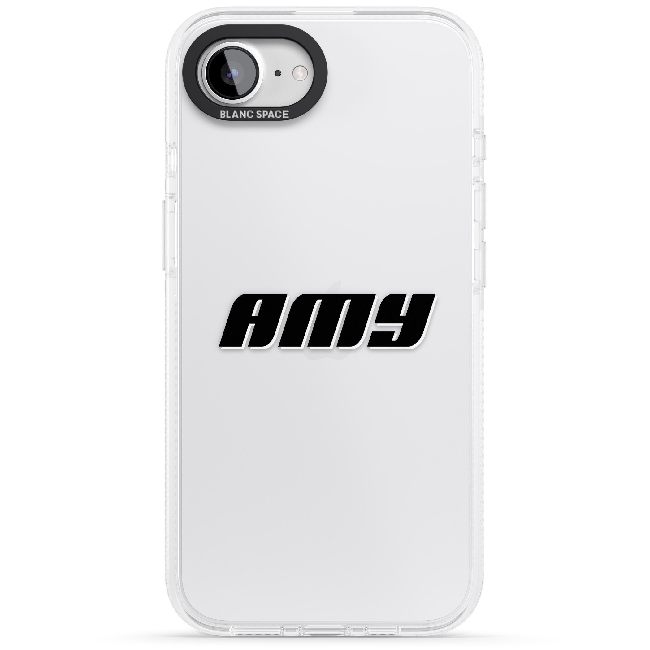 Personalised Clear Text 1C iPhone 16e Clear Case Impact Air - Blanc Space