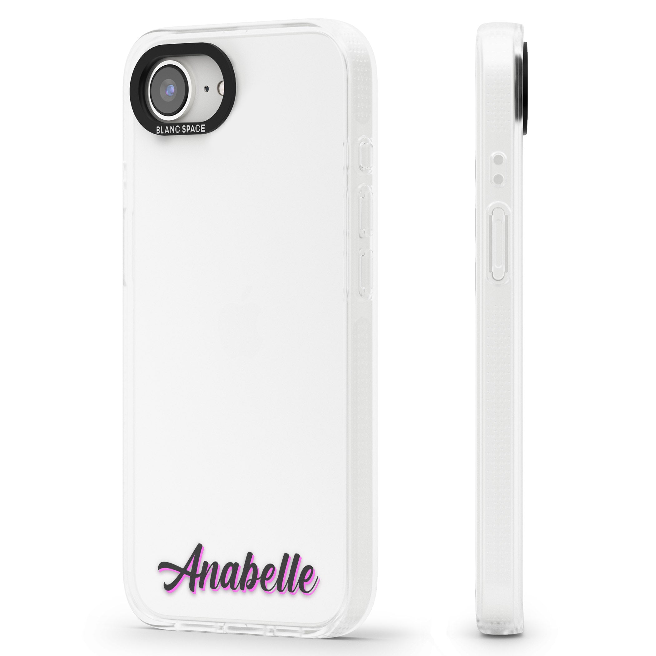 Personalised Clear Text 2B iPhone 16e Clear Case Impact Air - Blanc Space