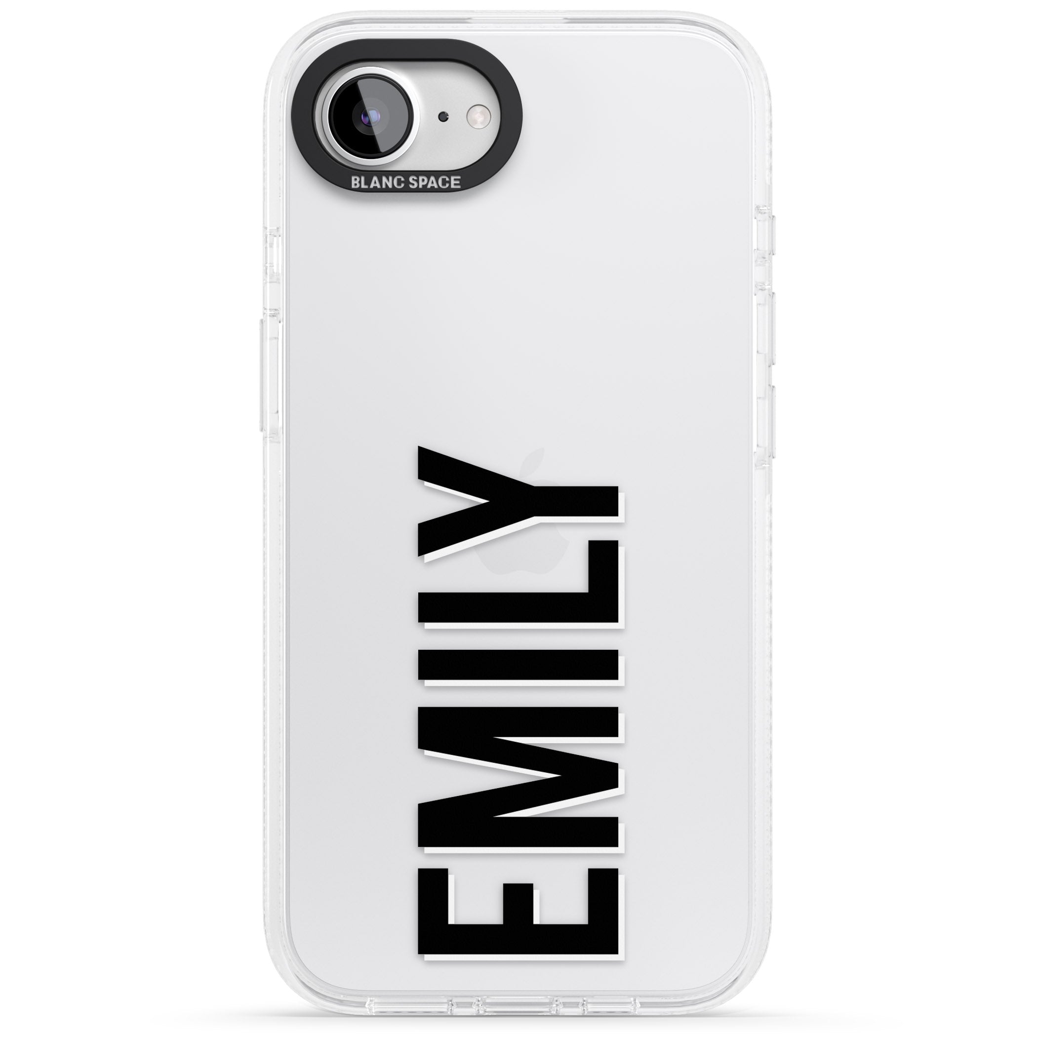 Personalised Clear Text 3A iPhone 16e Clear Case Impact Air - Blanc Space