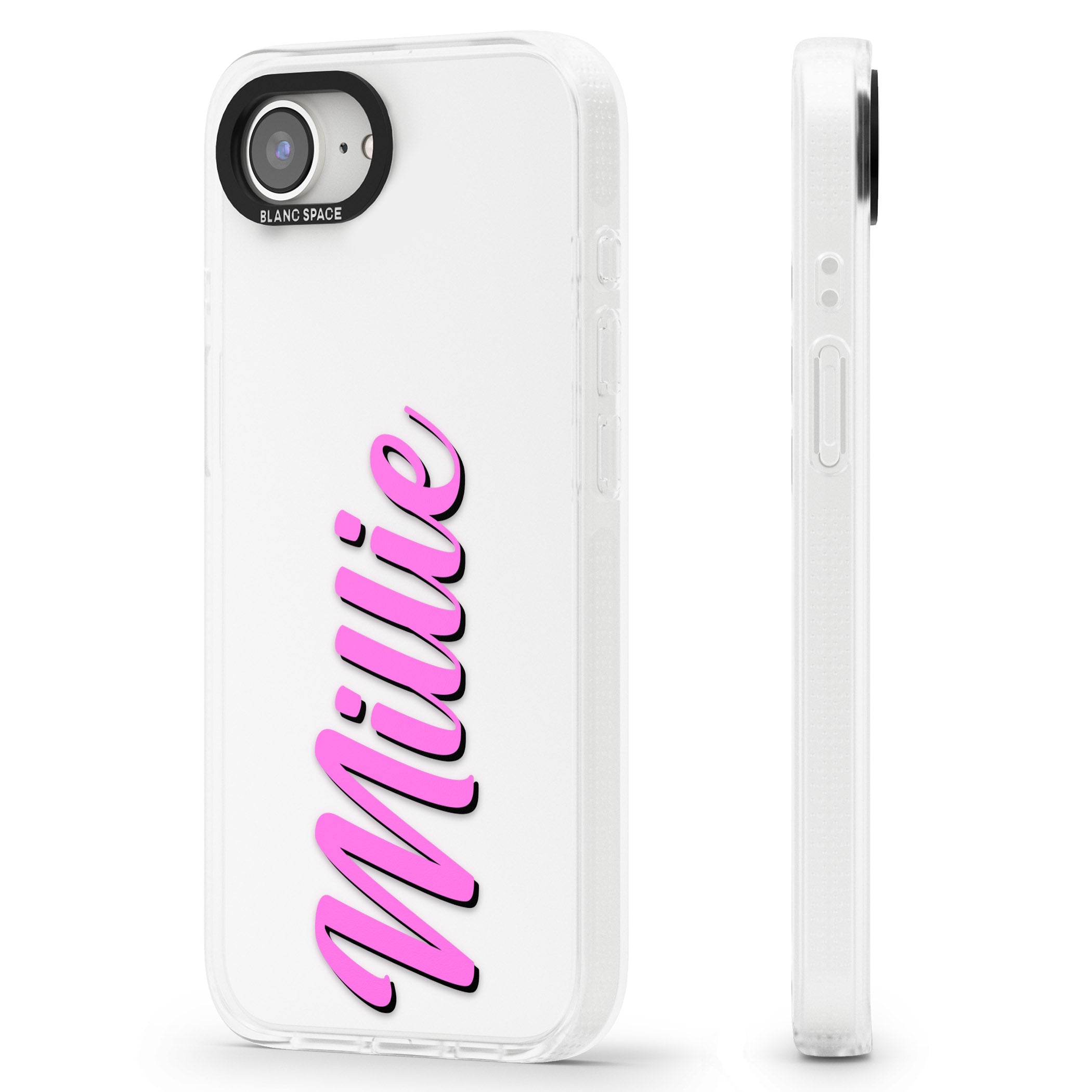 Personalised Clear Text 3C iPhone 16e Clear Case Impact Air - Blanc Space