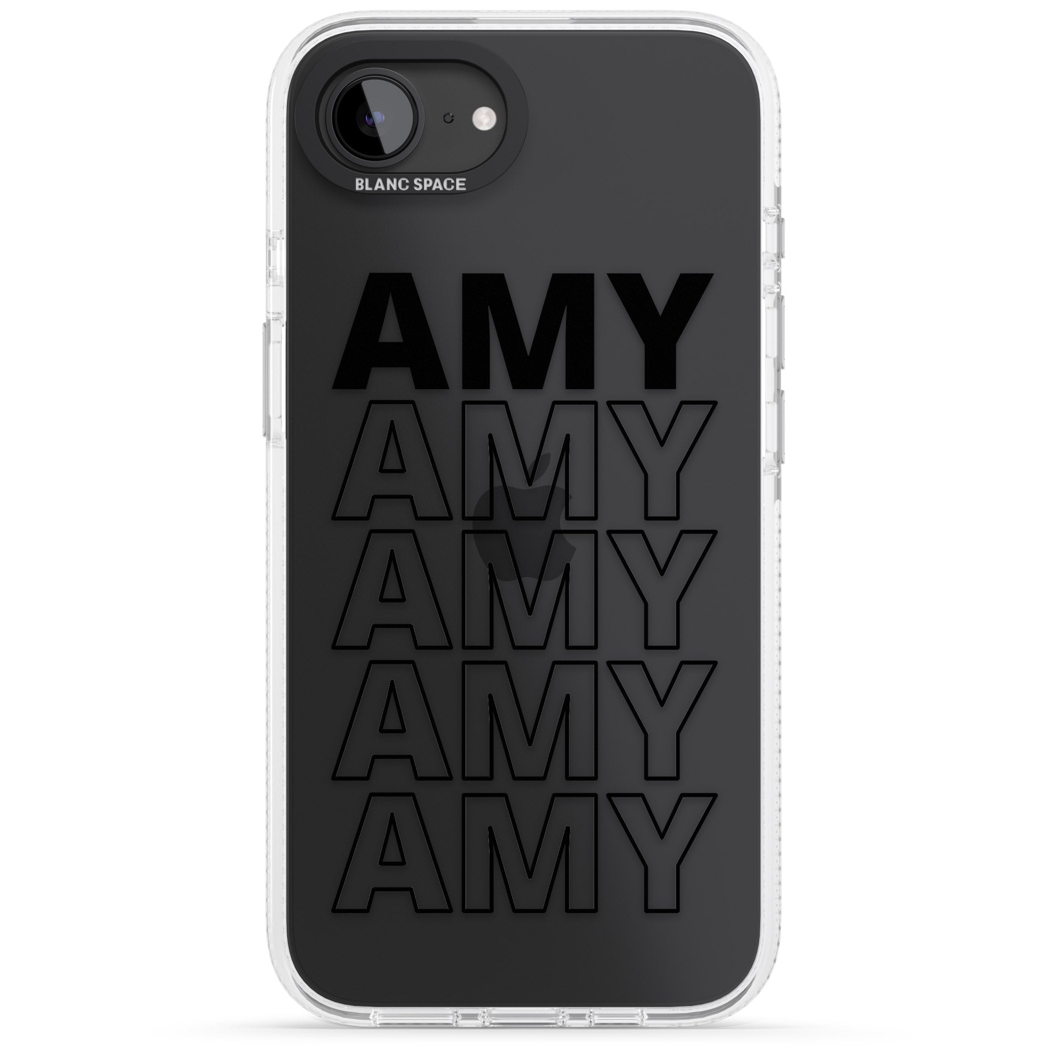 Personalised Clear Text 5A iPhone 16e Clear Case Impact Air - Blanc Space