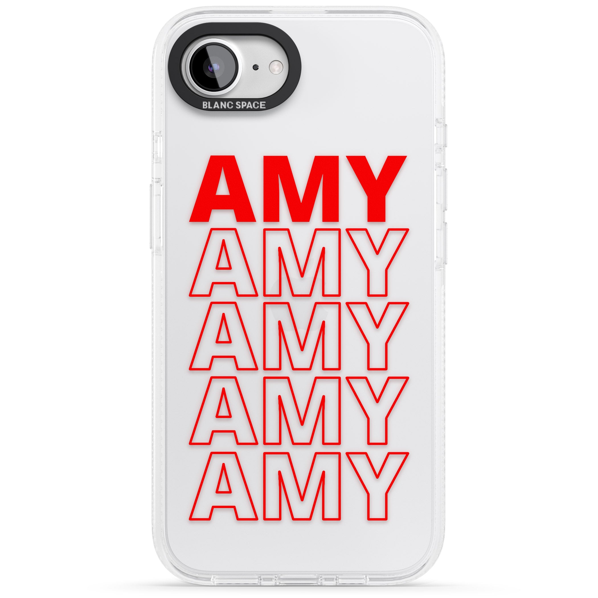 Personalised Clear Text 5B iPhone 16e Clear Case Impact Air - Blanc Space