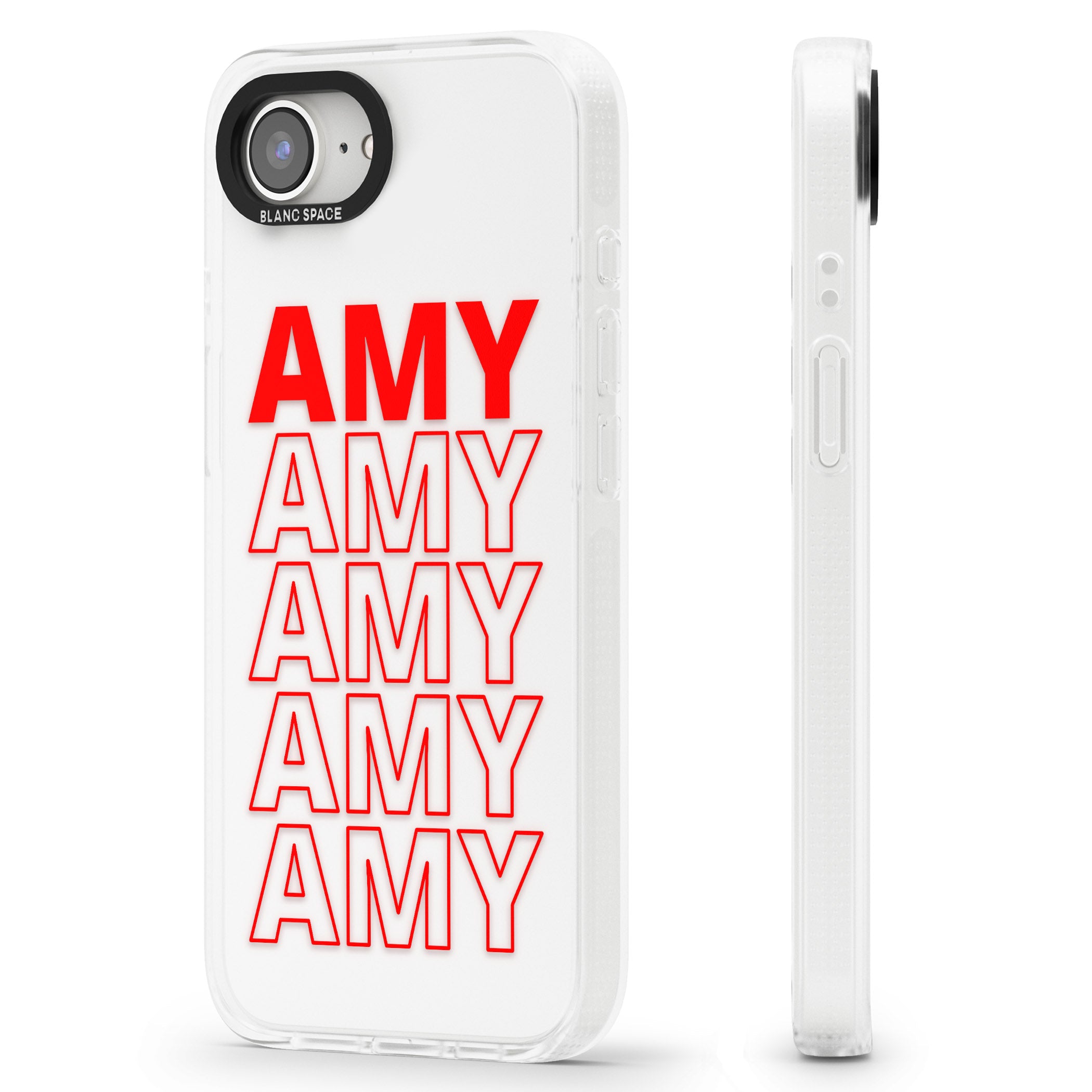 Personalised Clear Text 5B iPhone 16e Clear Case Impact Air - Blanc Space