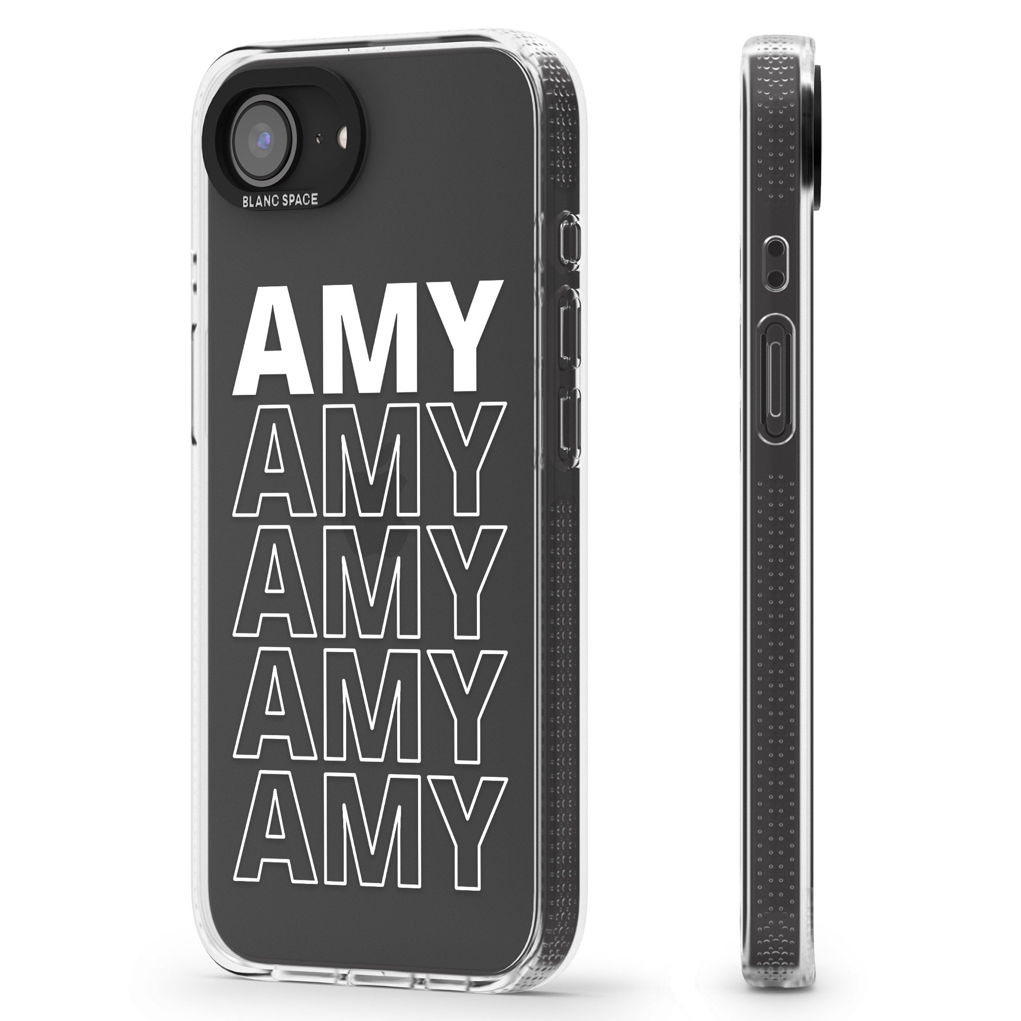 Personalised Clear Text 5C iPhone 16e Clear Case Impact Air - Blanc Space