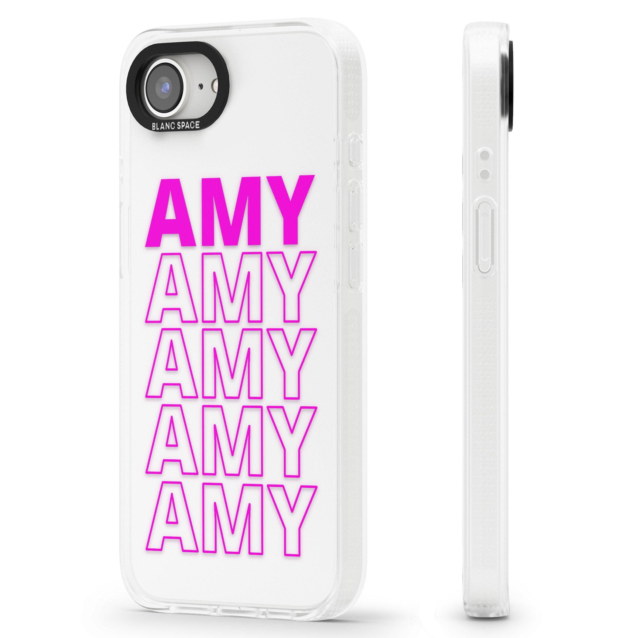 Personalised Clear Text 5D iPhone 16e Clear Case Impact Air - Blanc Space