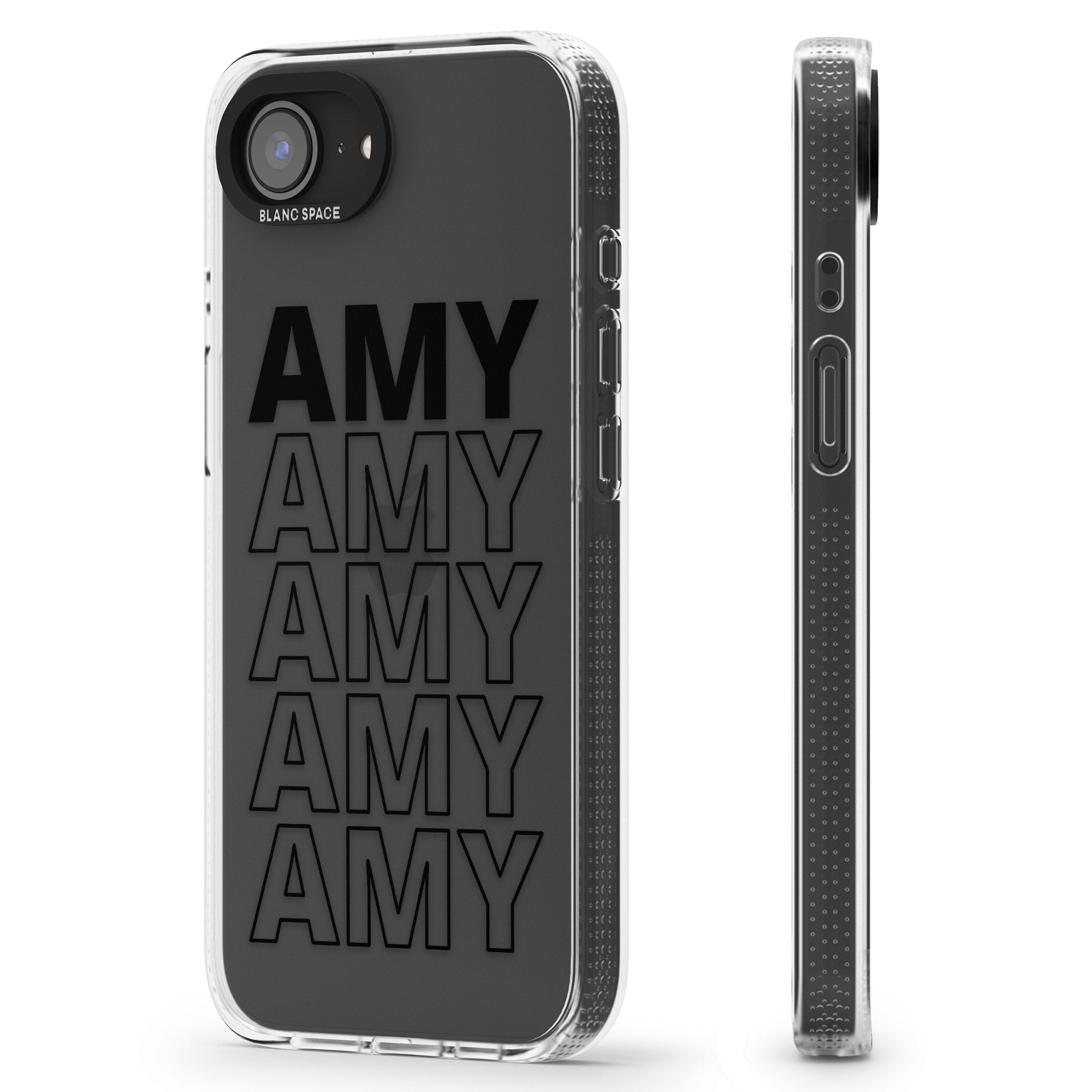 Personalised Clear Text 5E iPhone 16e Clear Case Impact Air - Blanc Space