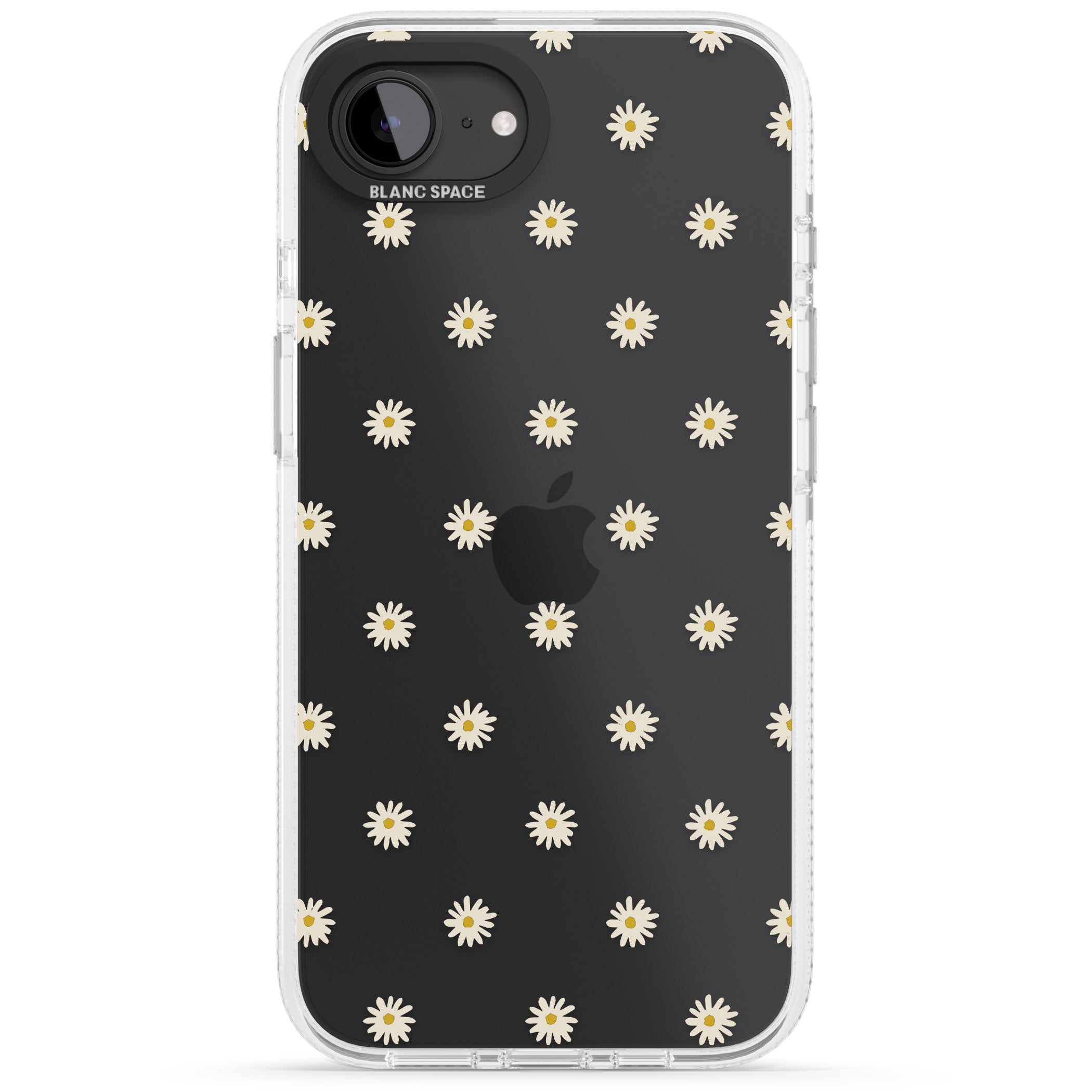 Daisy Pattern Transparent Cute Floral iPhone 16e Clear Case Impact Air - Blanc Space