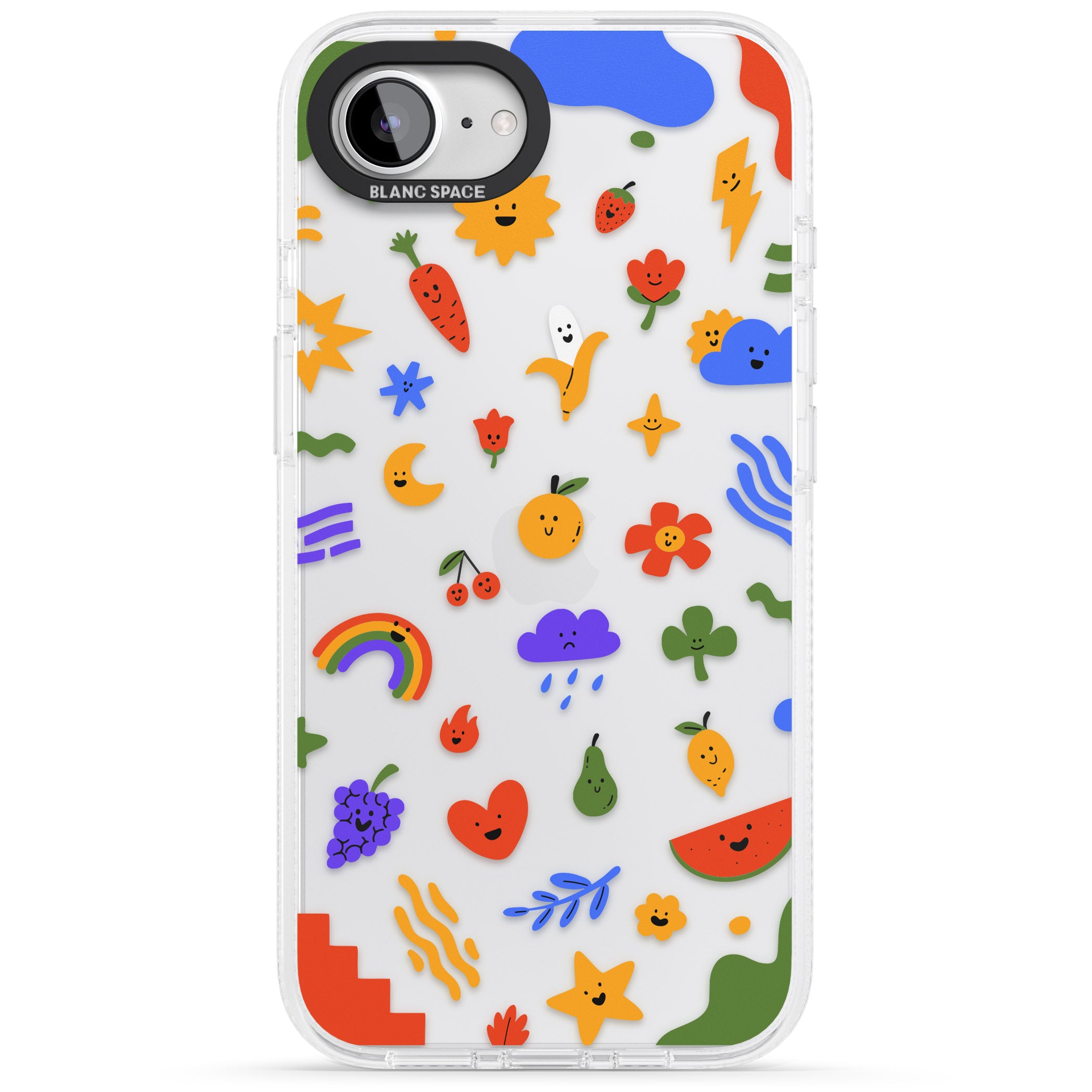Mixed Cute Icon Pattern - Clear iPhone 16e Clear Case Impact Air - Blanc Space