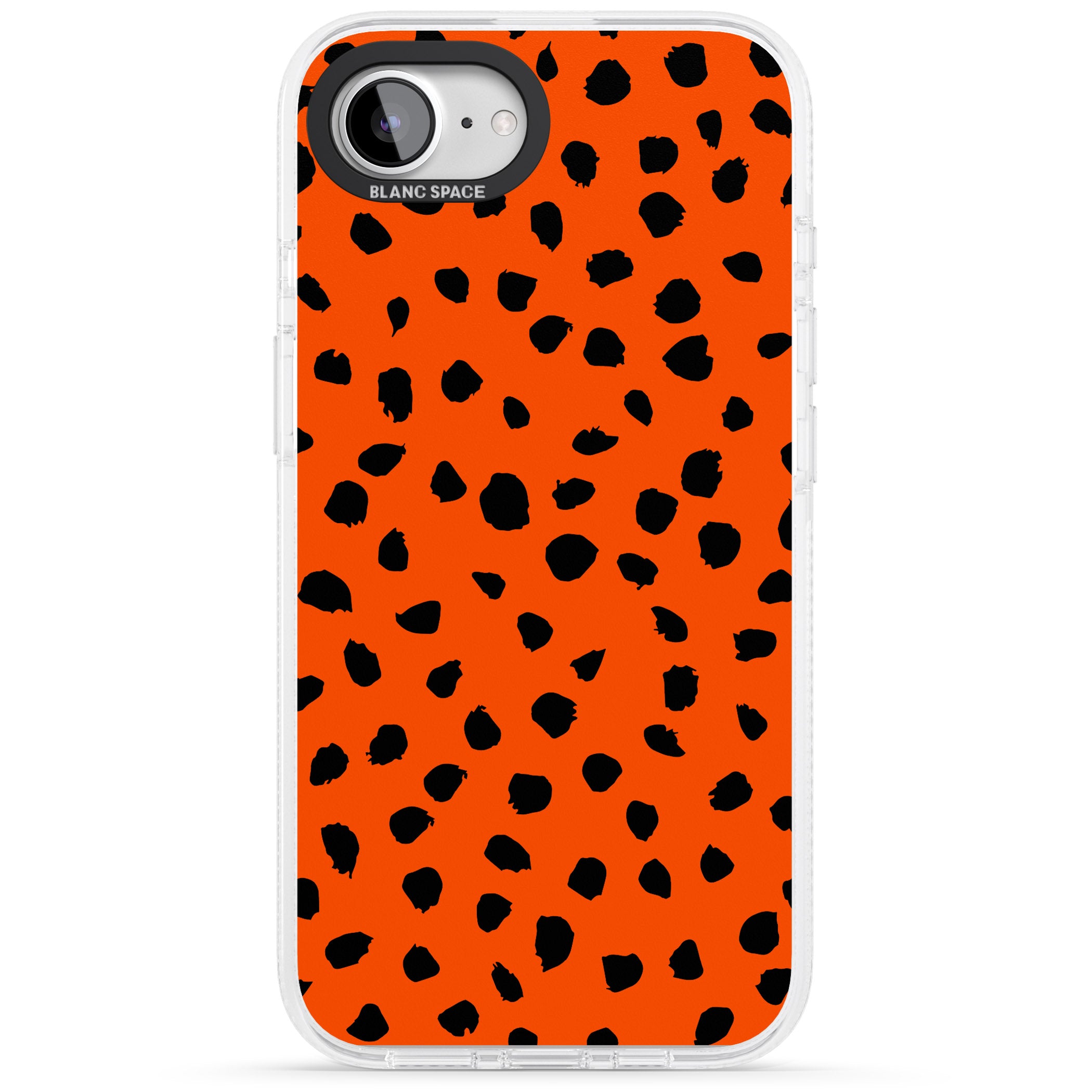 Black & Bright Red Dalmatian Polka Dot Spots iPhone 16e Clear Case Impact Air - Blanc Space