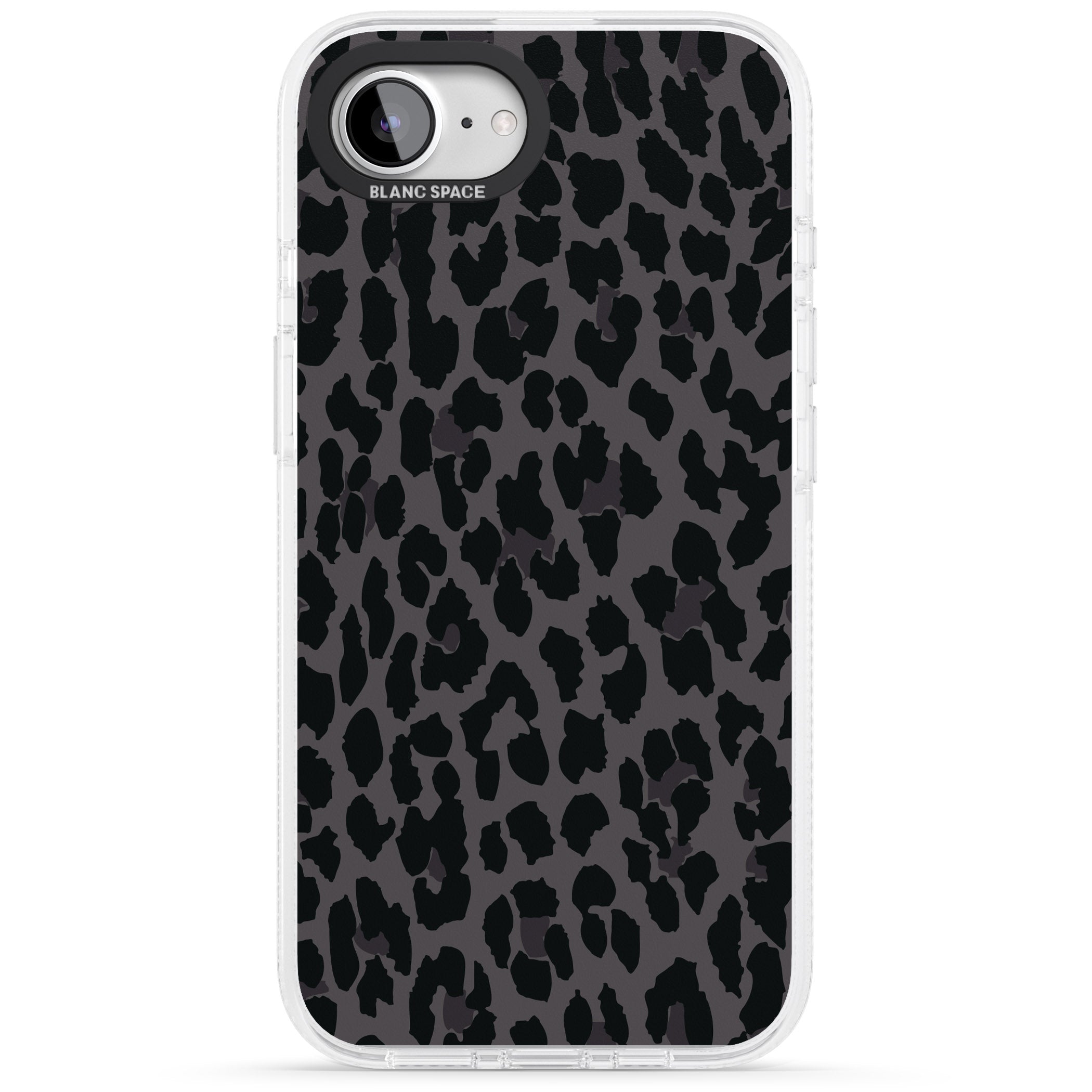 Dark Animal Print Pattern Large Leopard iPhone 16e Clear Case Impact Air - Blanc Space