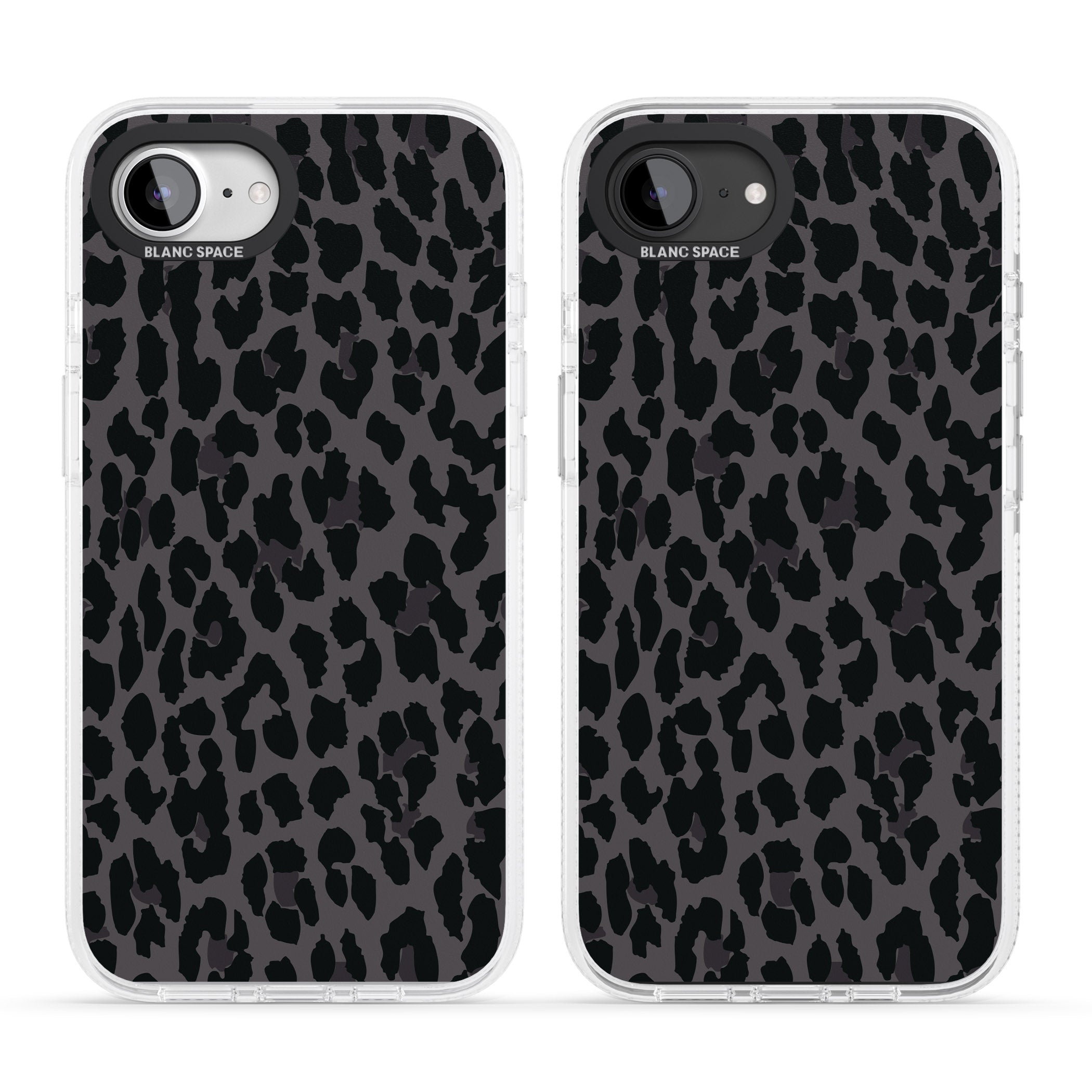 Dark Animal Print Pattern Large Leopard iPhone 16e Clear Case Impact Air - Blanc Space