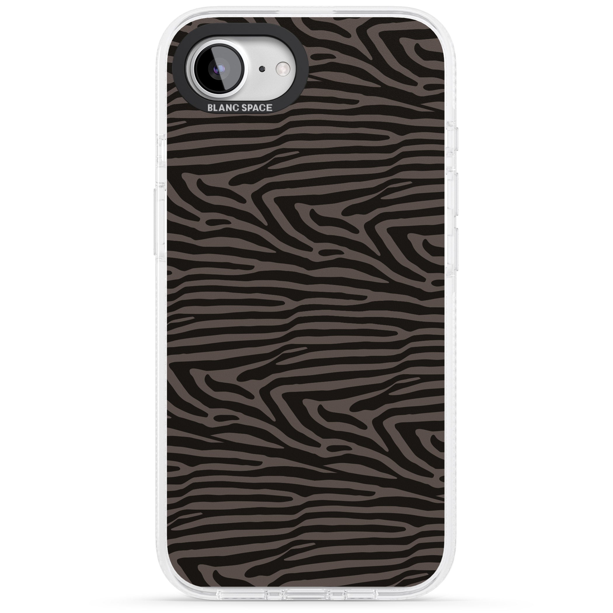 Dark Animal Print Pattern Zebra iPhone 16e Clear Case Impact Air - Blanc Space