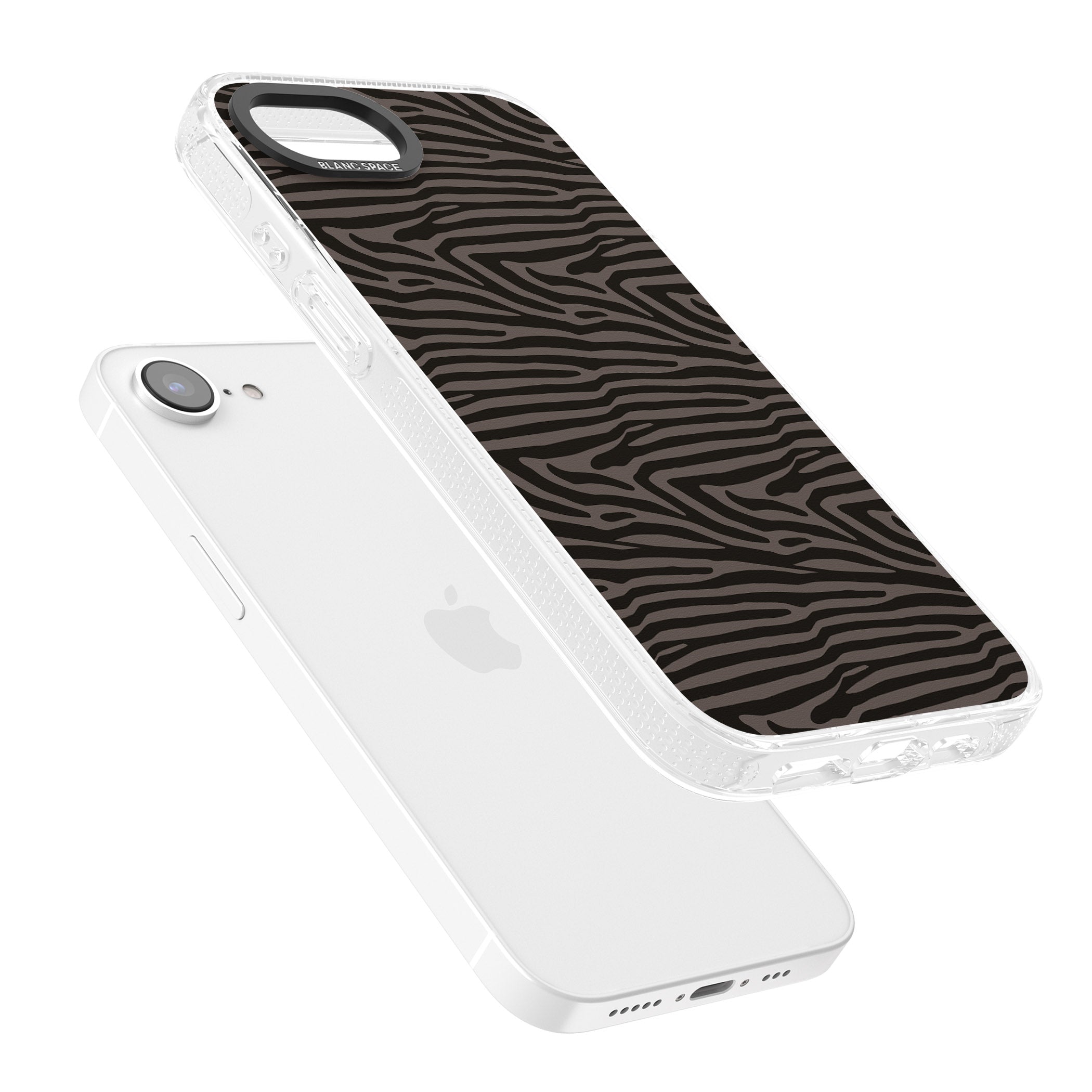 Dark Animal Print Pattern Zebra iPhone 16e Clear Case Impact Air - Blanc Space