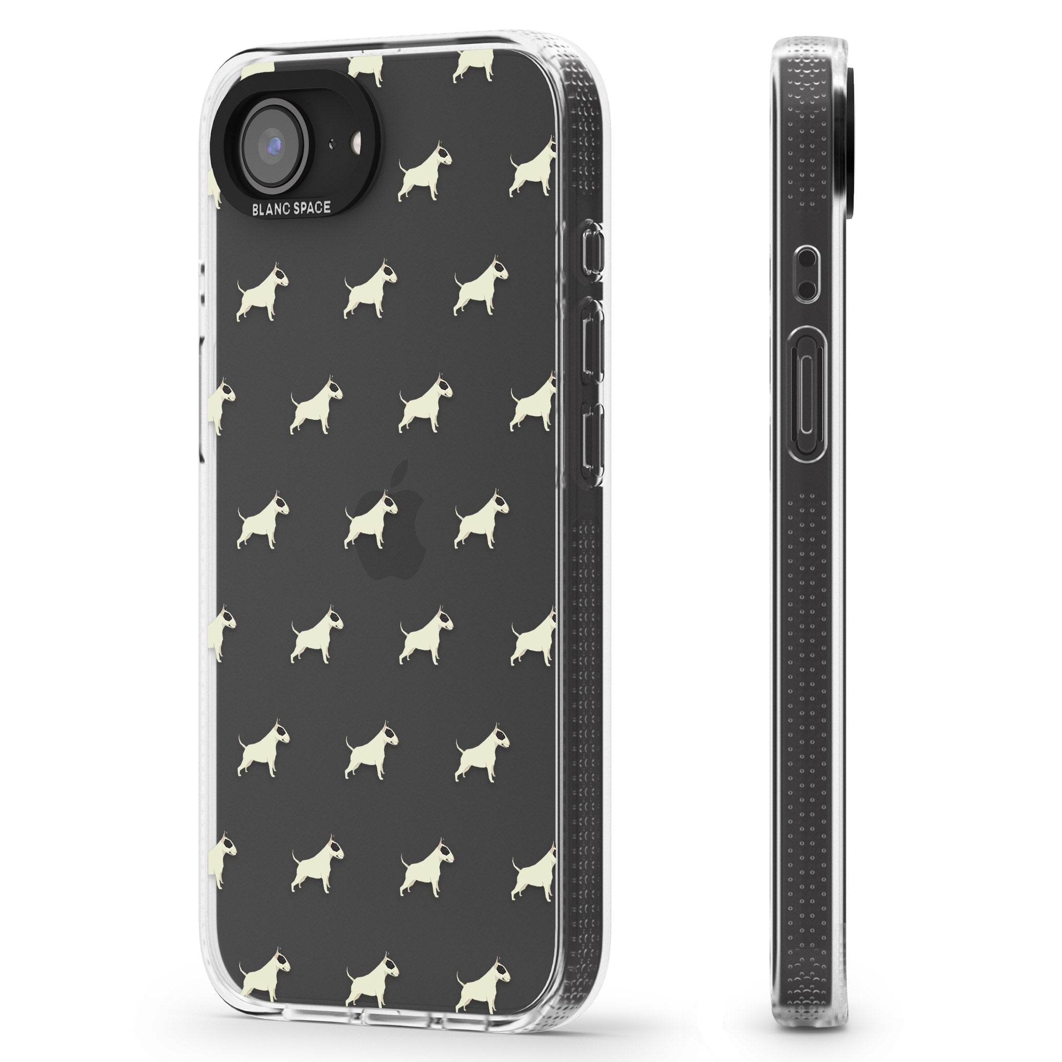 Bull Terrier Dog Pattern Clear iPhone 16e Clear Case Impact Air - Blanc Space