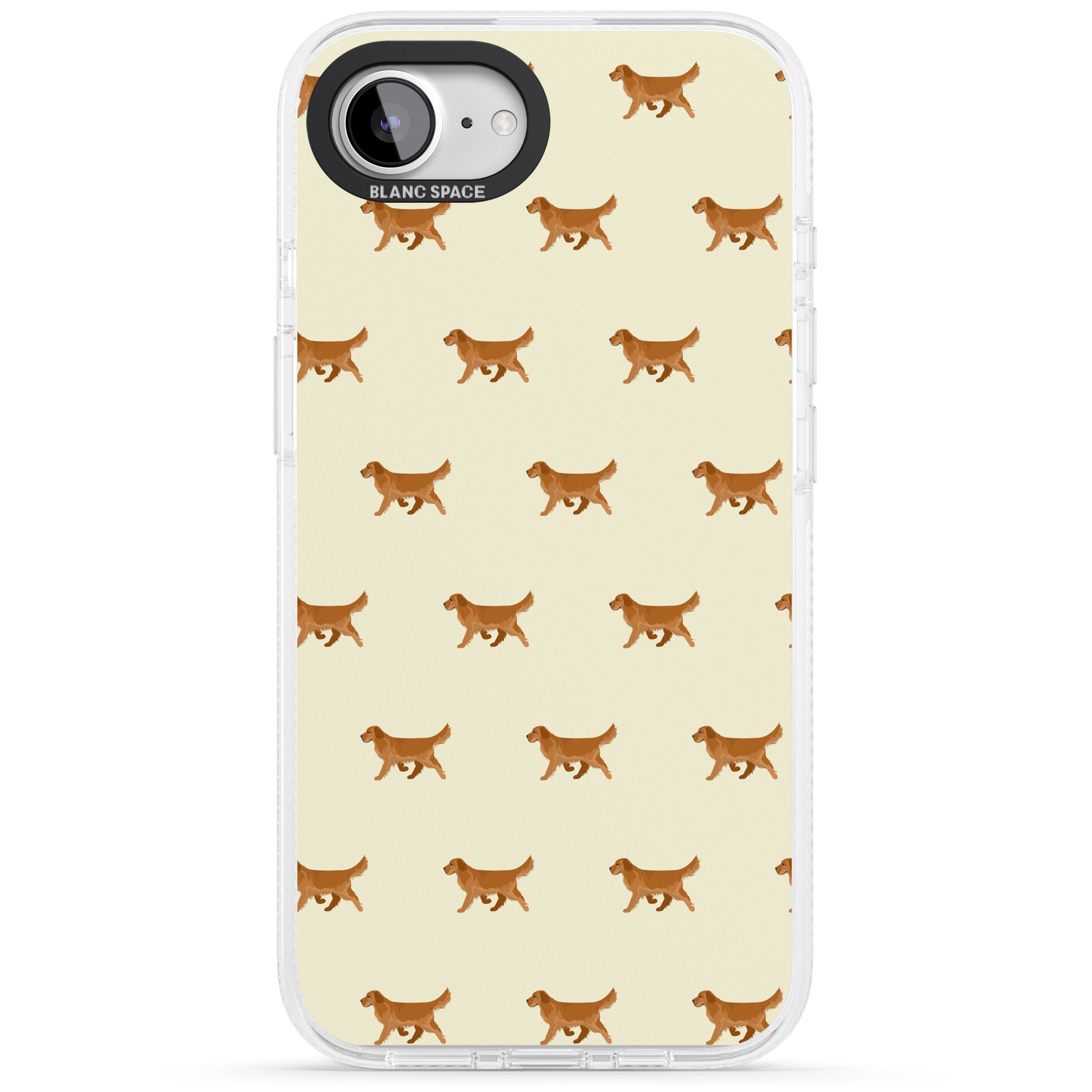Golden Retriever Dog Pattern iPhone 16e Clear Case Impact Air - Blanc Space