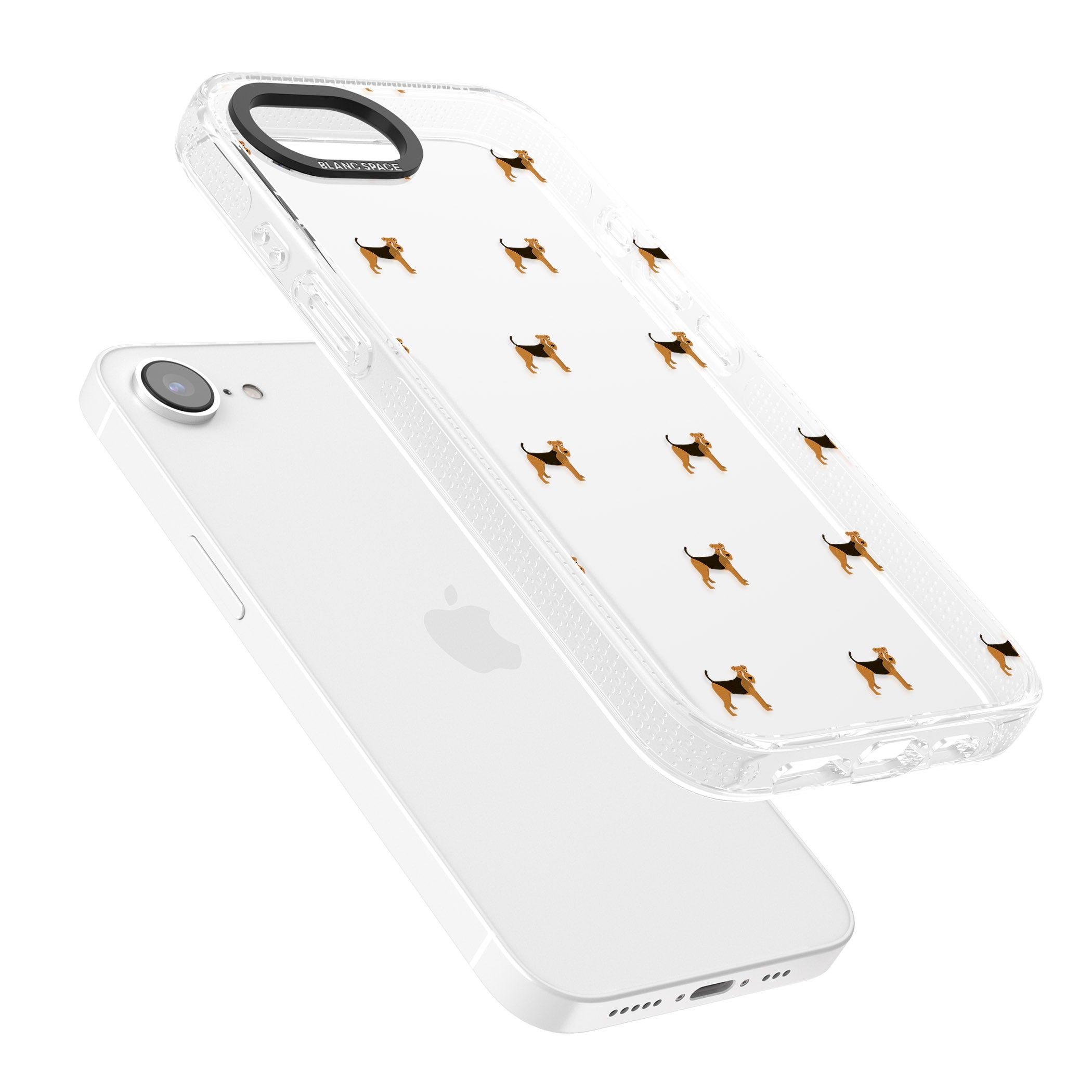 Airedale Terrier Dog Pattern Clear iPhone 16e Clear Case Impact Air - Blanc Space
