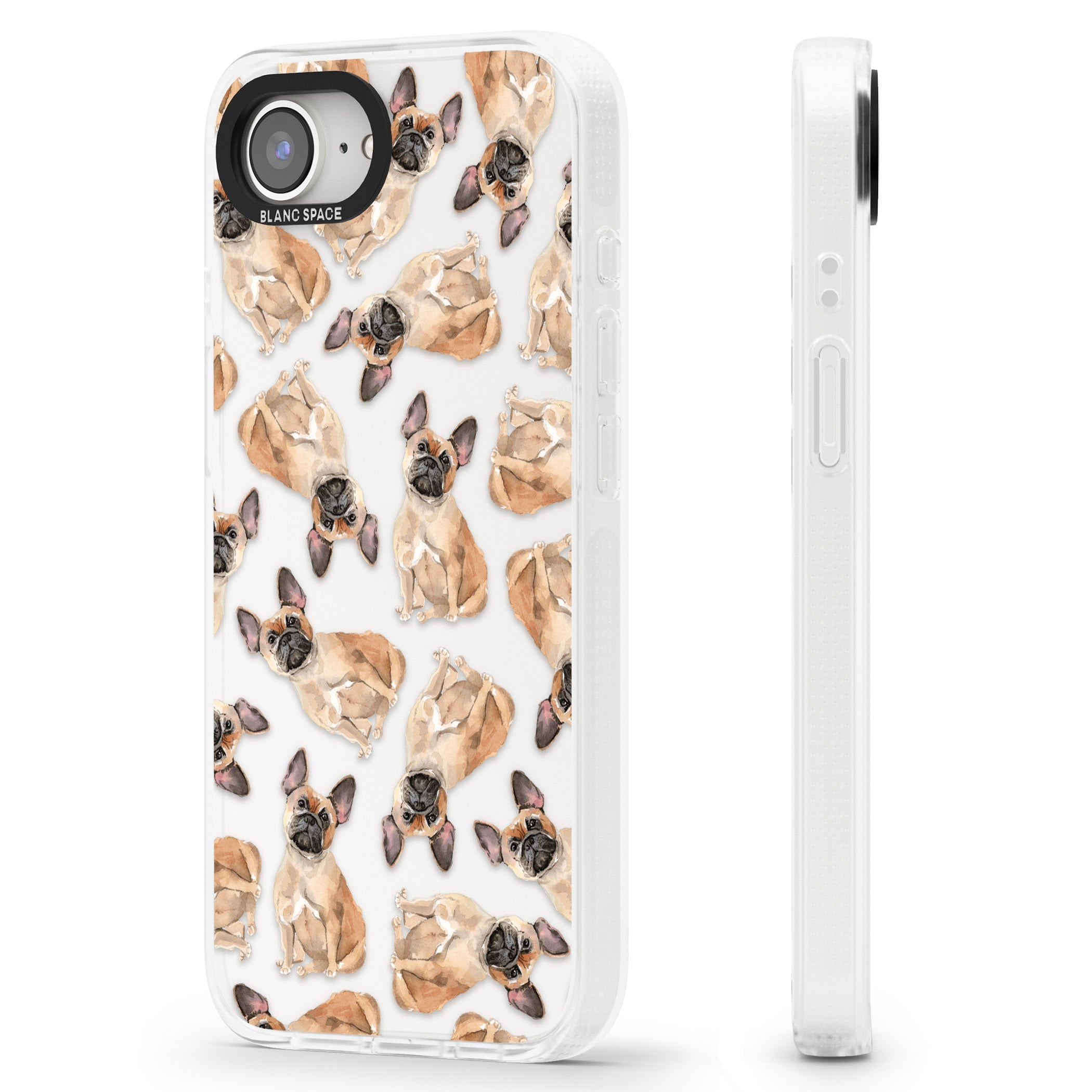 French Bulldog Watercolour Dog Pattern iPhone 16e Clear Case Impact Air - Blanc Space