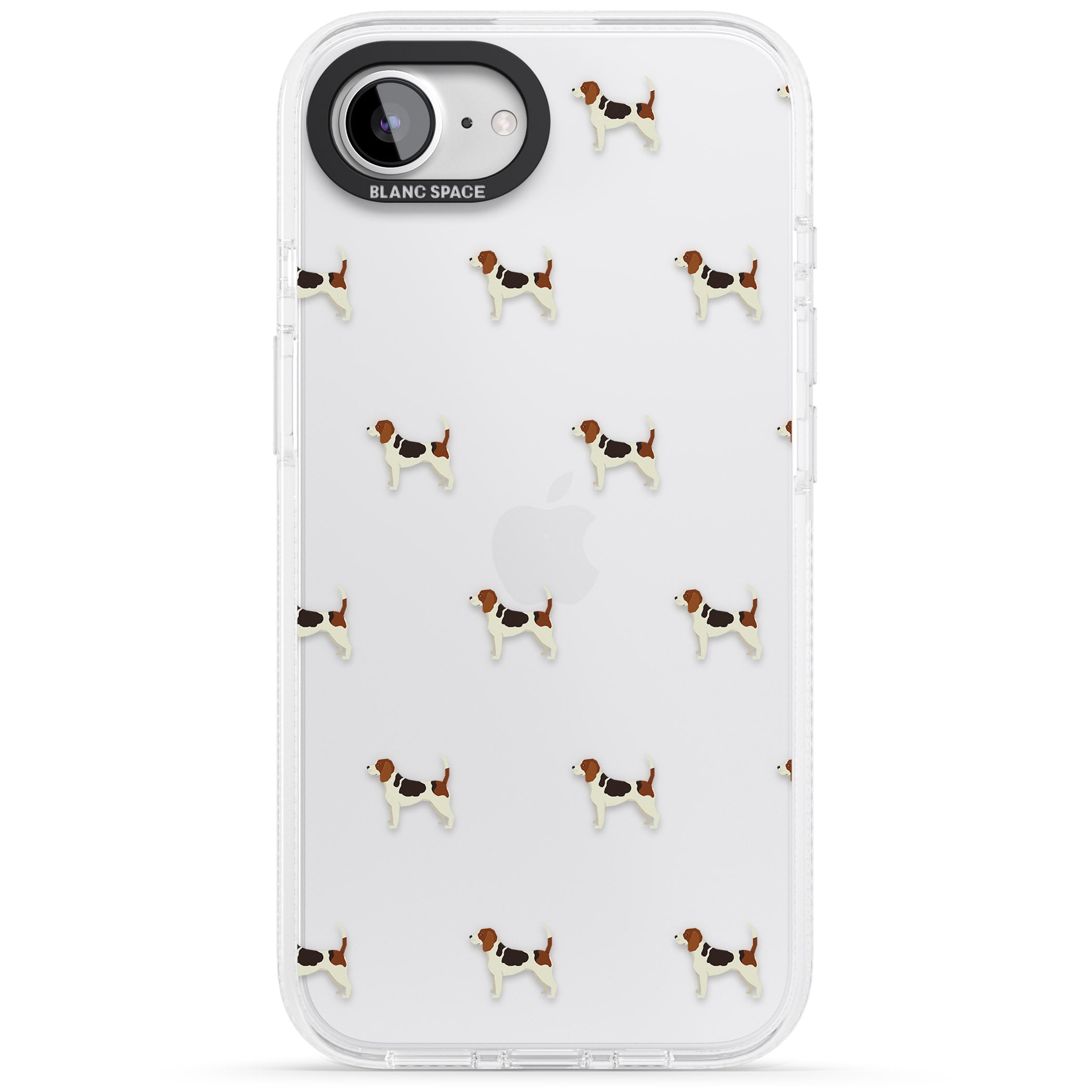 Beagle Dog Pattern Clear iPhone 16e Clear Case Impact Air - Blanc Space