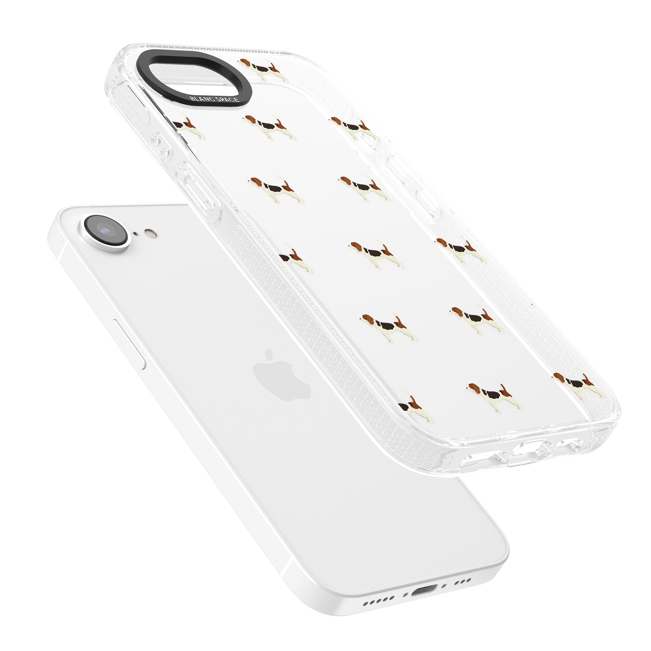 Beagle Dog Pattern Clear iPhone 16e Clear Case Impact Air - Blanc Space