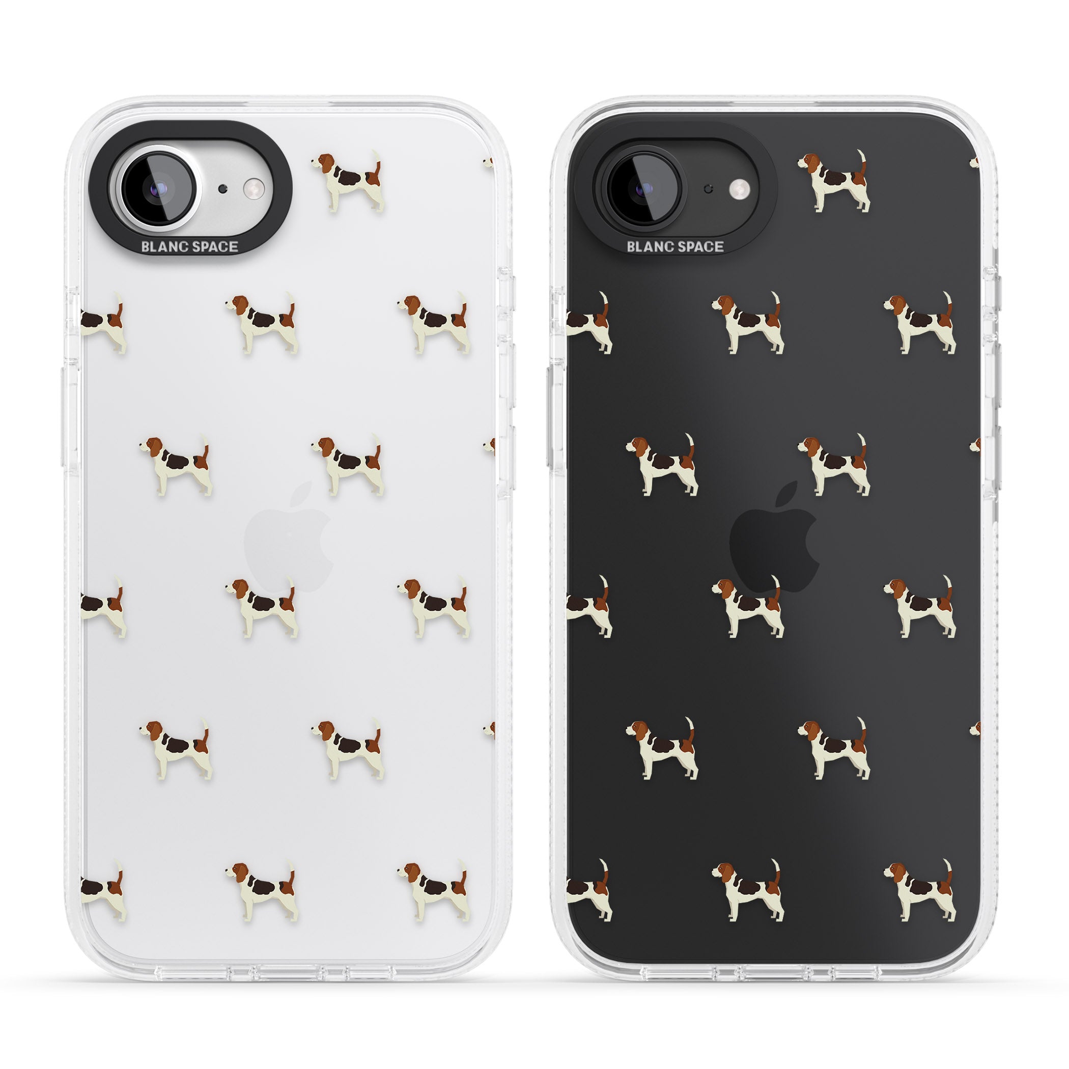 Beagle Dog Pattern Clear iPhone 16e Clear Case Impact Air - Blanc Space