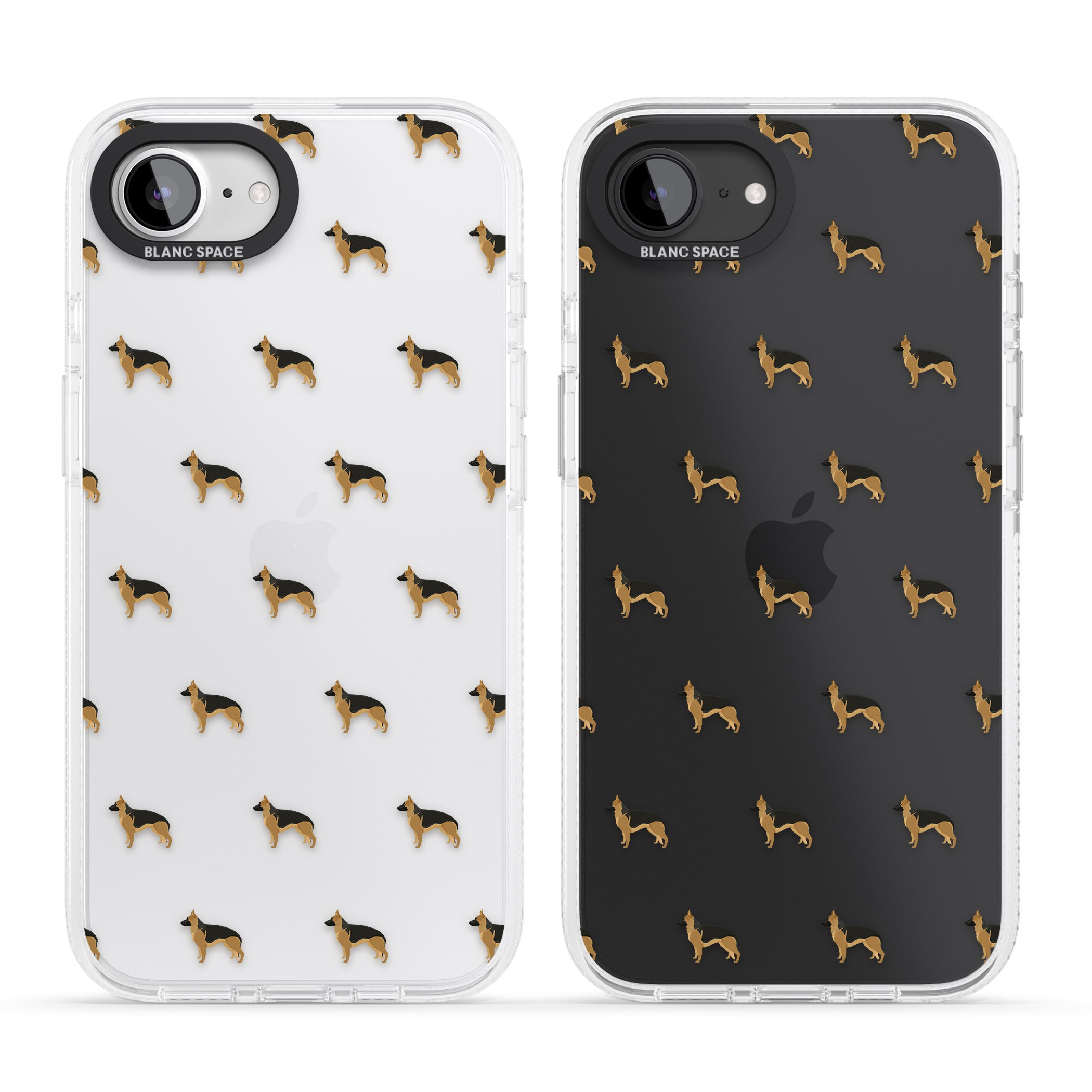 German Sherpard Dog Pattern Clear iPhone 16e Clear Case Impact Air - Blanc Space