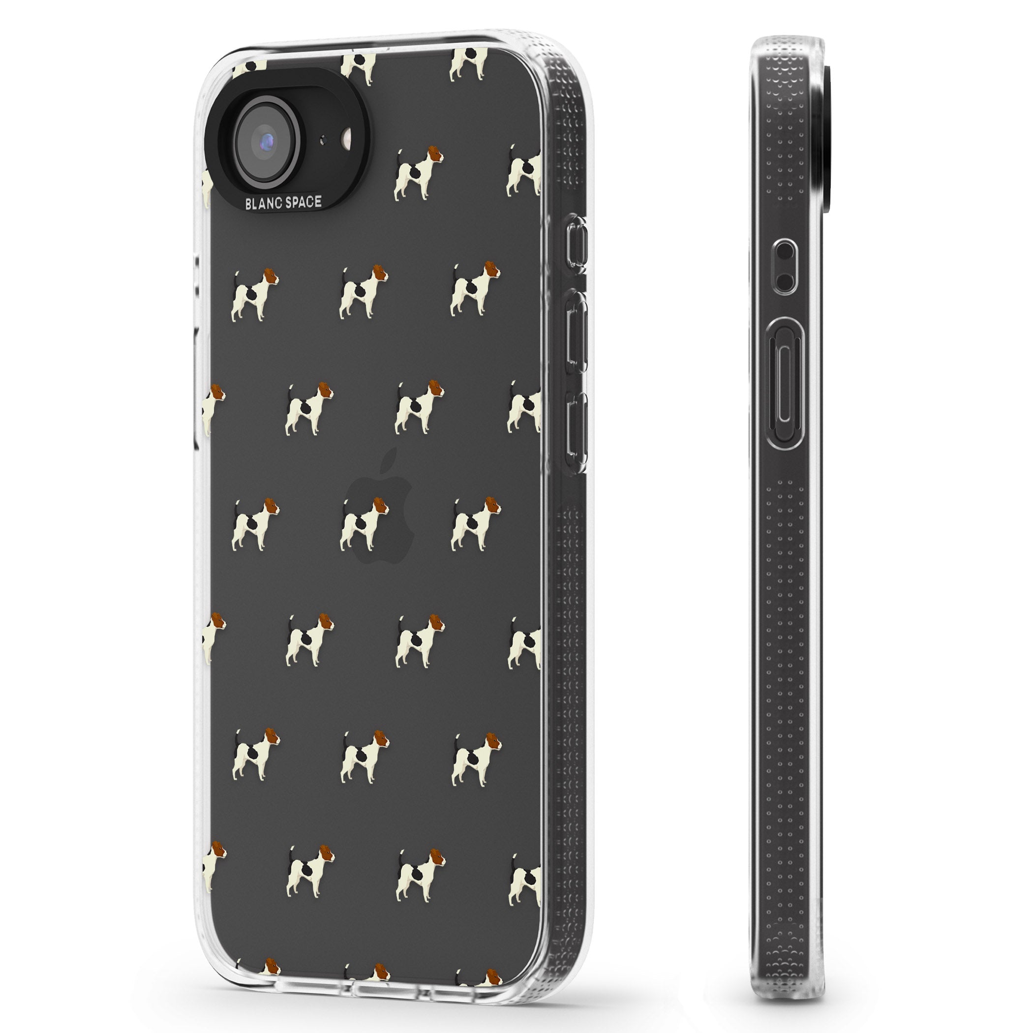 Jack Russell Terrier Dog Pattern Clear iPhone 16e Clear Case Impact Air - Blanc Space