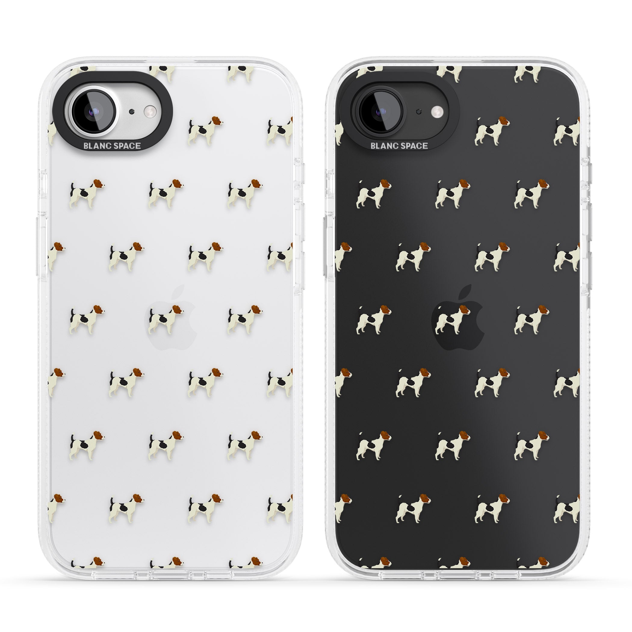 Jack Russell Terrier Dog Pattern Clear iPhone 16e Clear Case Impact Air - Blanc Space