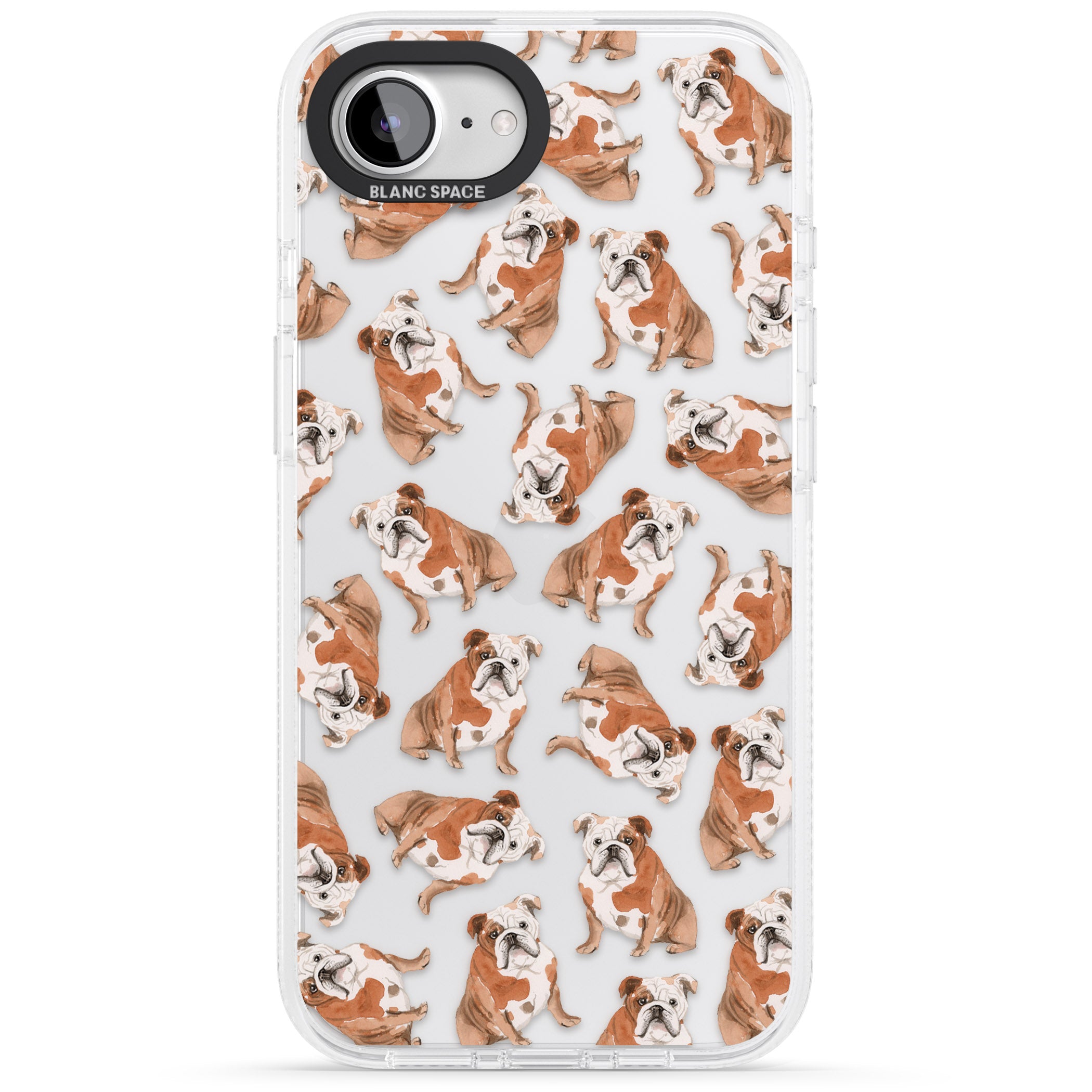 English Bulldog Watercolour Dog Pattern iPhone 16e Clear Case Impact Air - Blanc Space