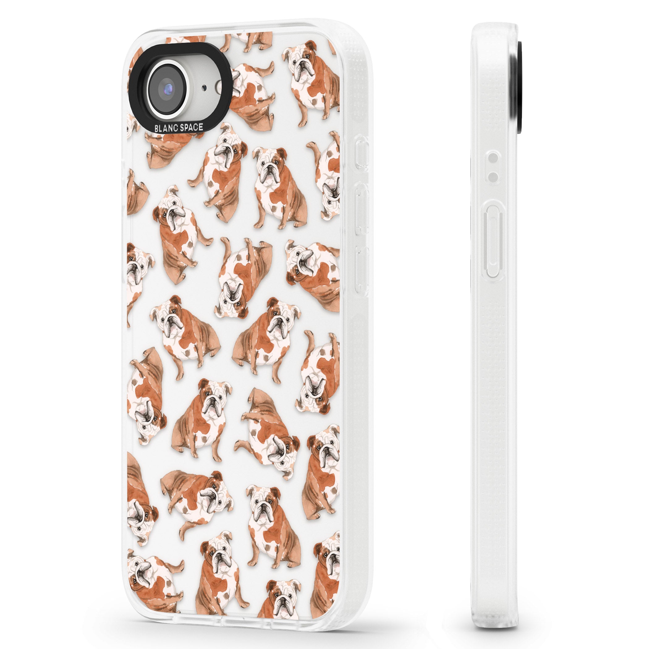 English Bulldog Watercolour Dog Pattern iPhone 16e Clear Case Impact Air - Blanc Space