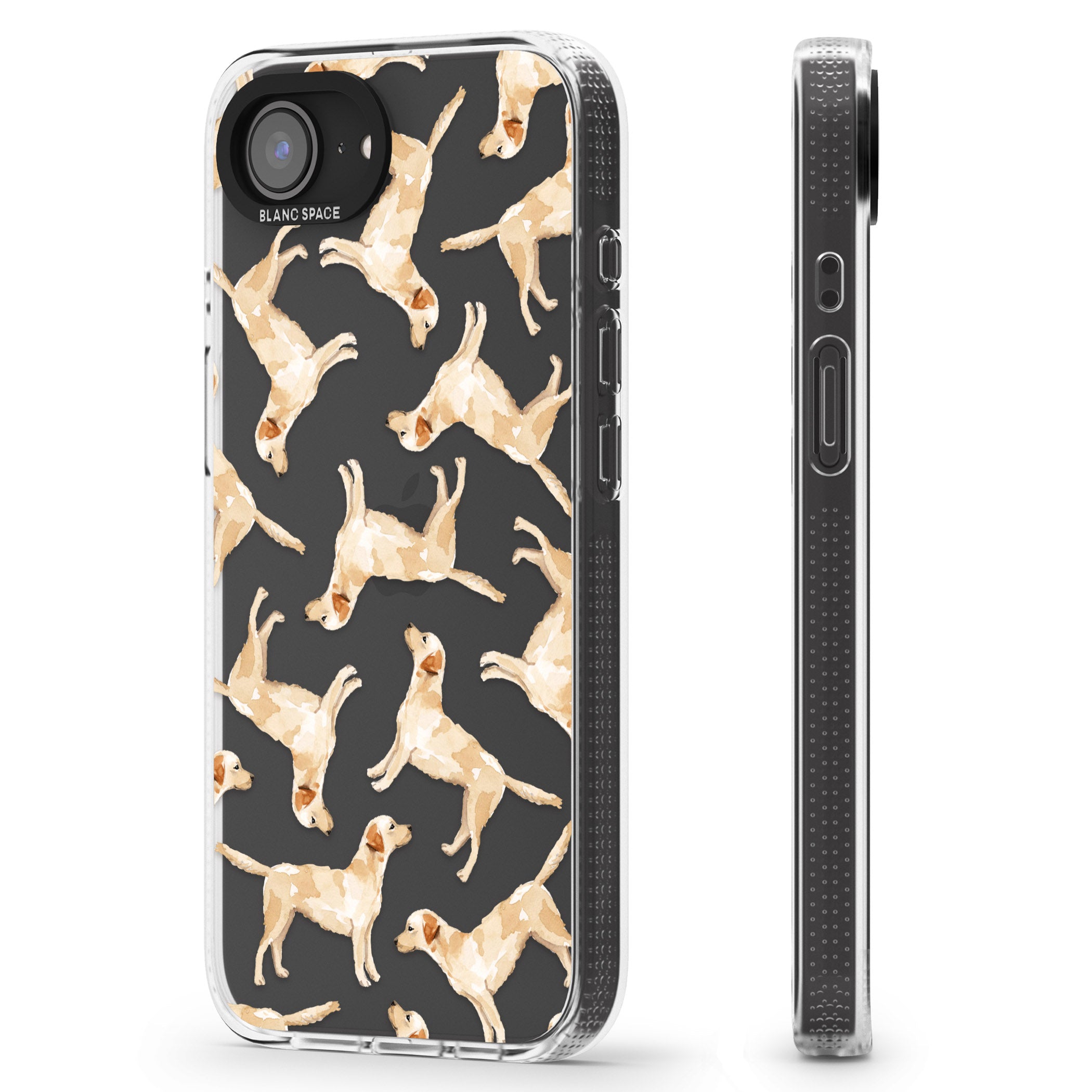 Yellow Labrador Watercolour Dog Pattern iPhone 16e Clear Case Impact Air - Blanc Space