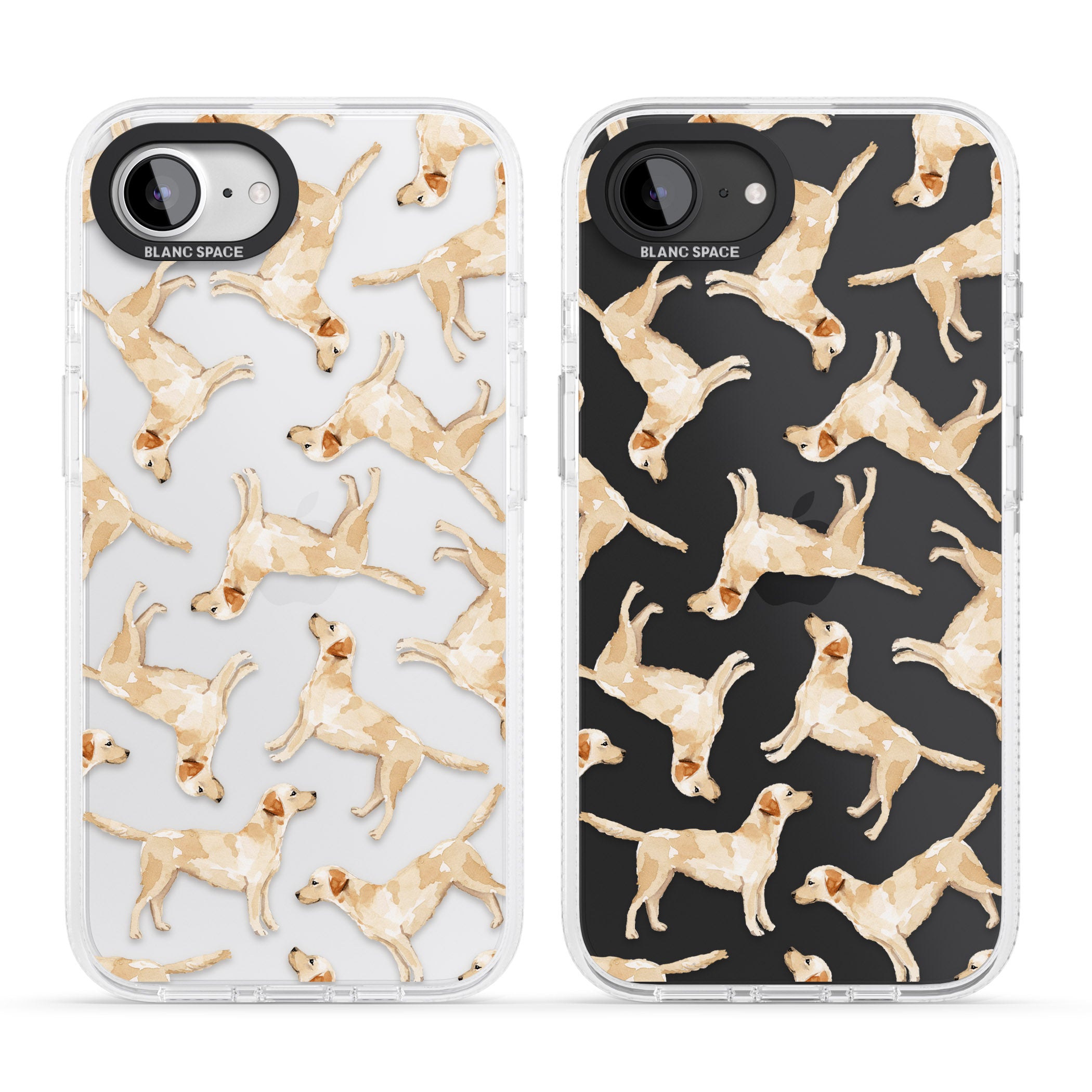 Yellow Labrador Watercolour Dog Pattern iPhone 16e Clear Case Impact Air - Blanc Space