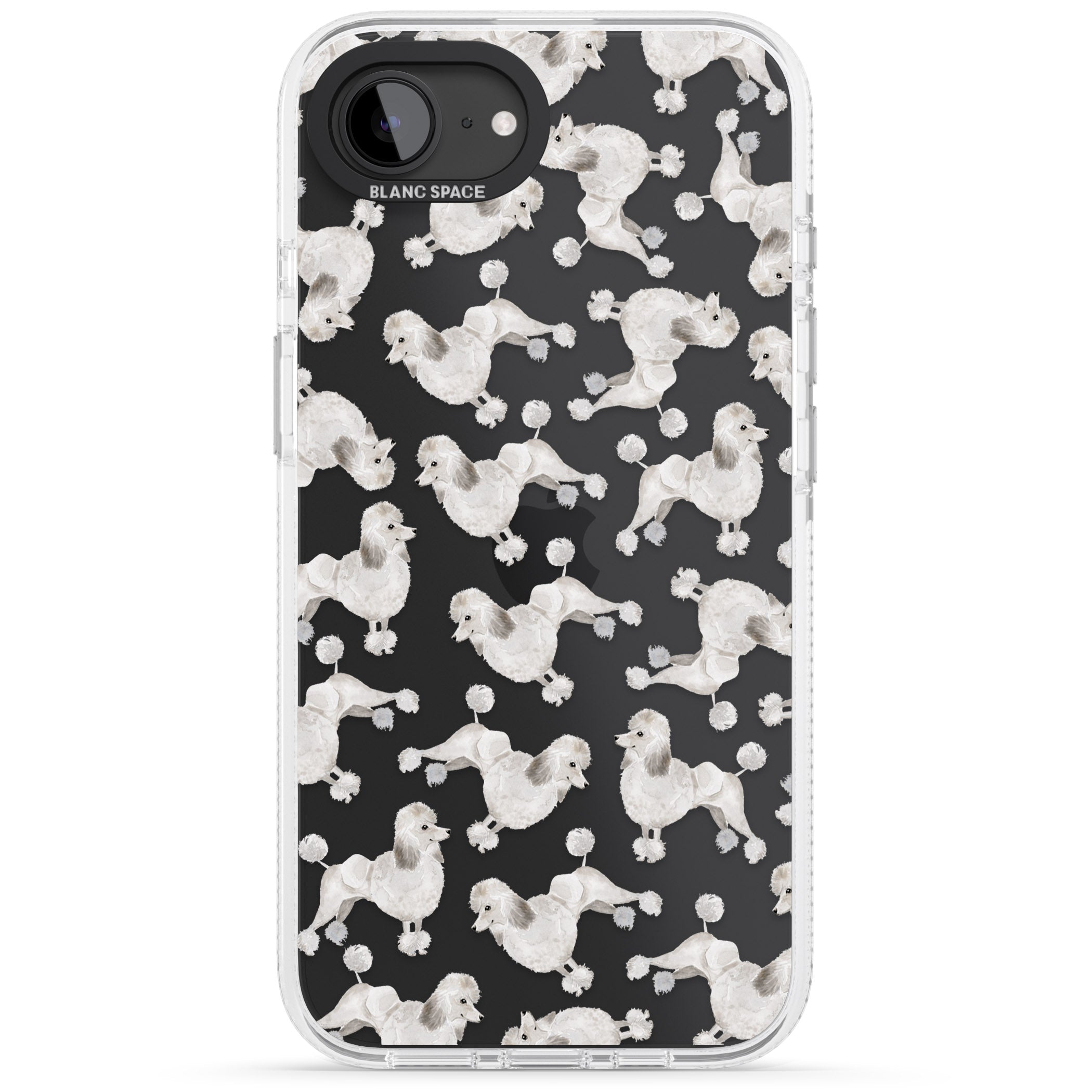 Poodle (White) Watercolour Dog Pattern iPhone 16e Clear Case Impact Air - Blanc Space
