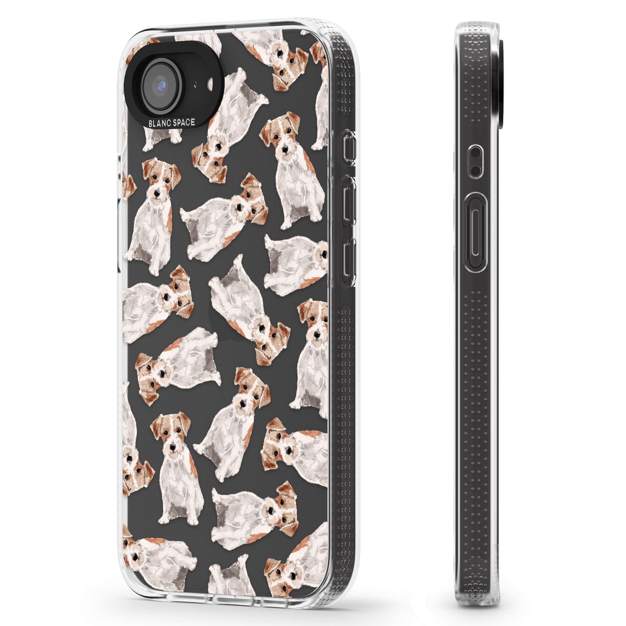 Wirehaired Jack Russell Watercolour Dog Pattern iPhone 16e Clear Case Impact Air - Blanc Space