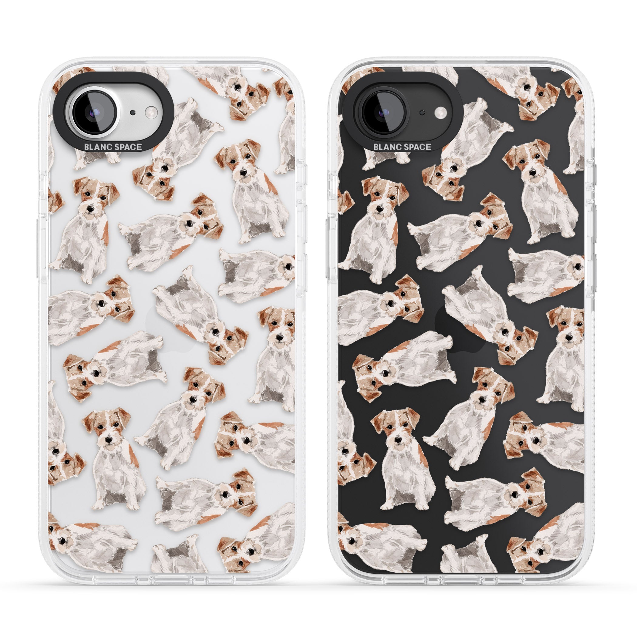 Wirehaired Jack Russell Watercolour Dog Pattern iPhone 16e Clear Case Impact Air - Blanc Space