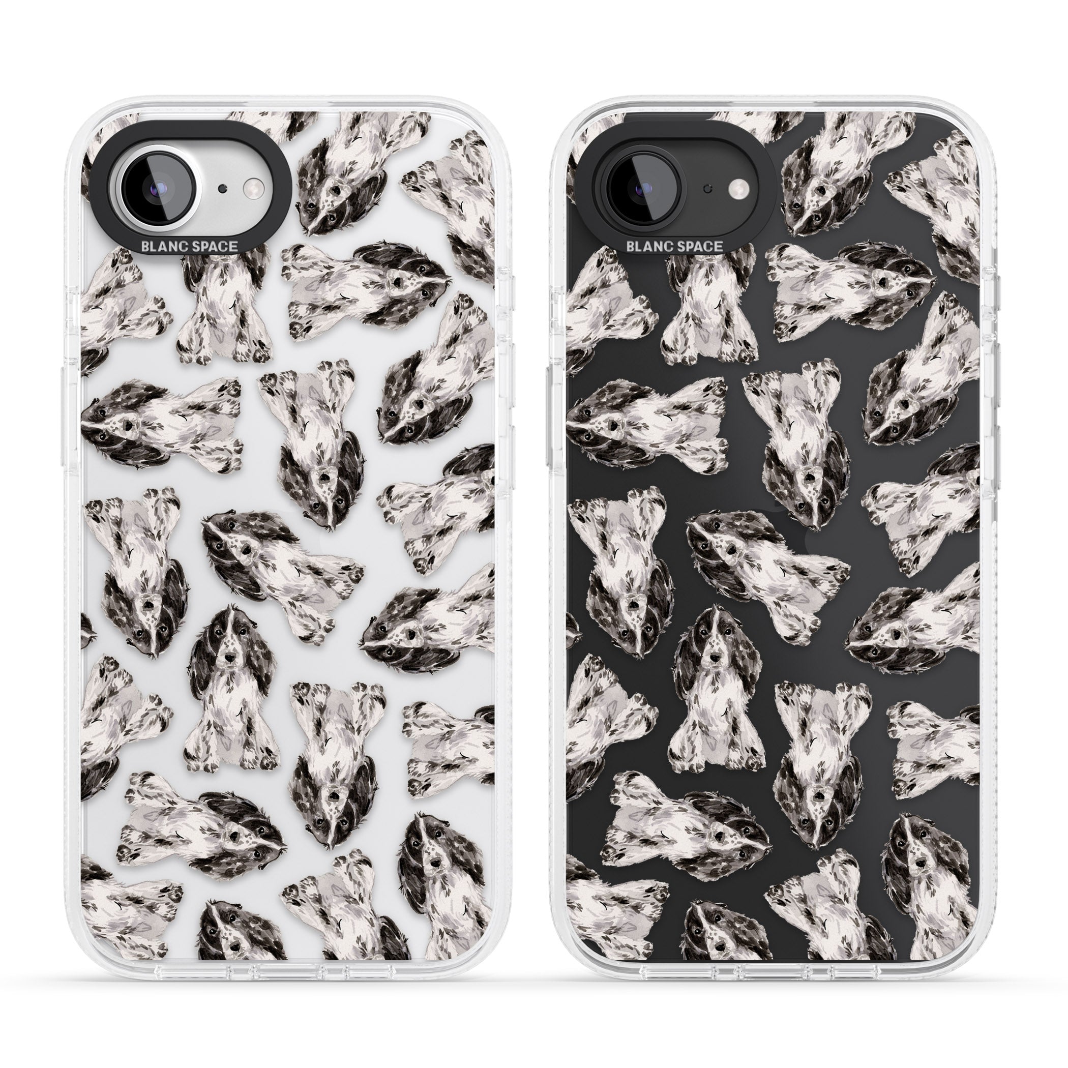 Cocker Spaniel (Black) Watercolour Dog Pattern iPhone 16e Clear Case Impact Air - Blanc Space