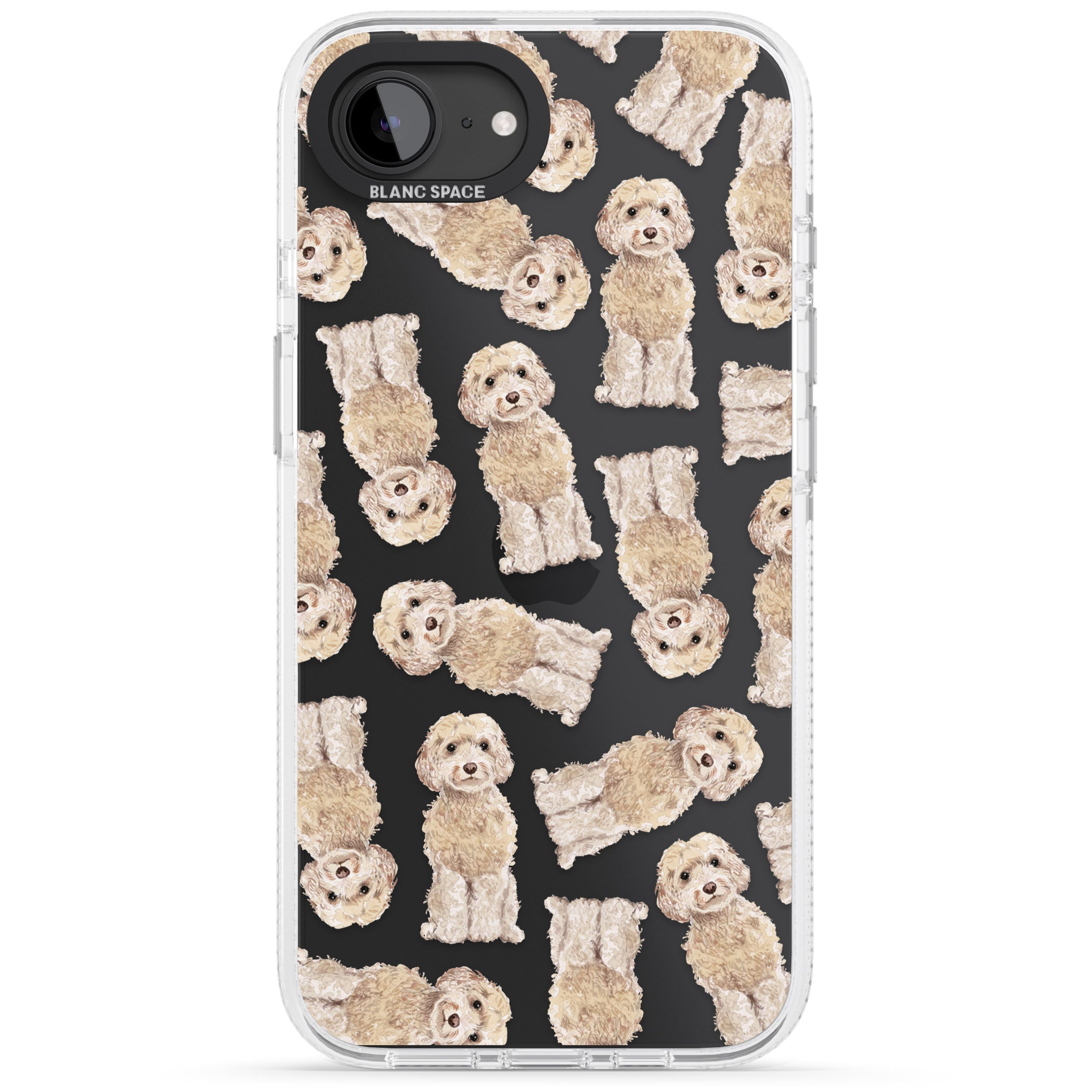 Cockapoo (Champagne) Watercolour Dog Pattern iPhone 16e Clear Case Impact Air - Blanc Space