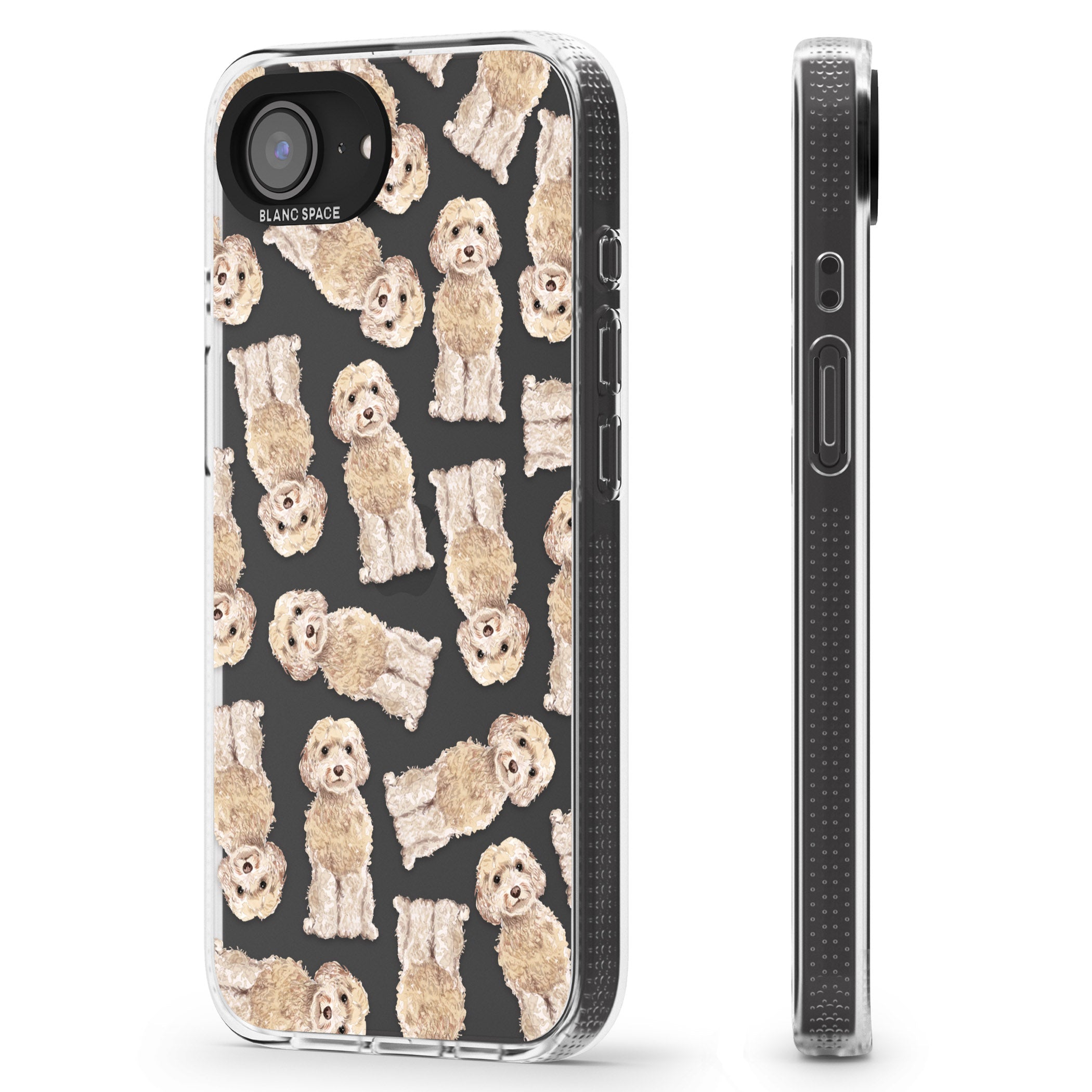 Cockapoo (Champagne) Watercolour Dog Pattern iPhone 16e Clear Case Impact Air - Blanc Space