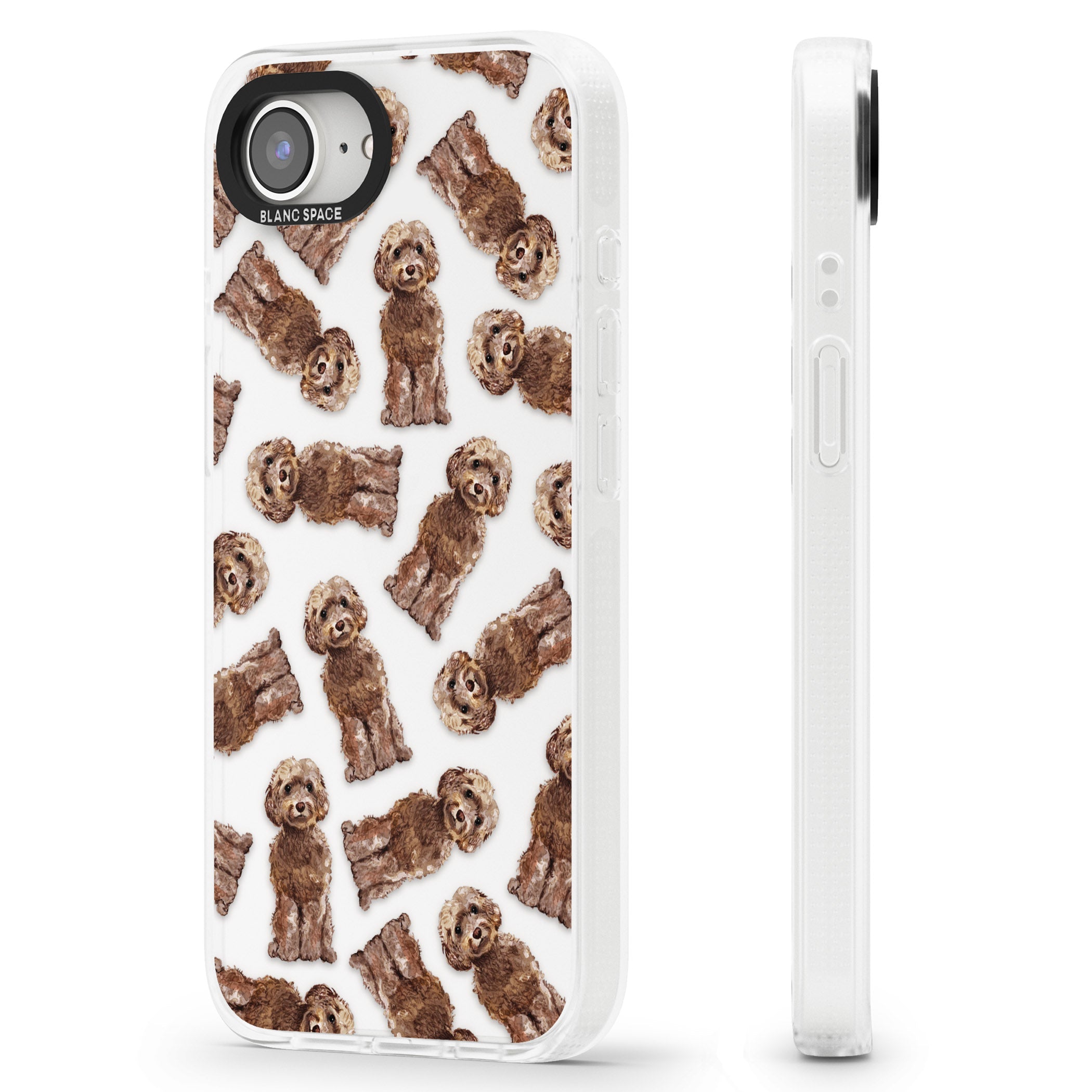 Cockapoo (Brown) Watercolour Dog Pattern iPhone 16e Clear Case Impact Air - Blanc Space