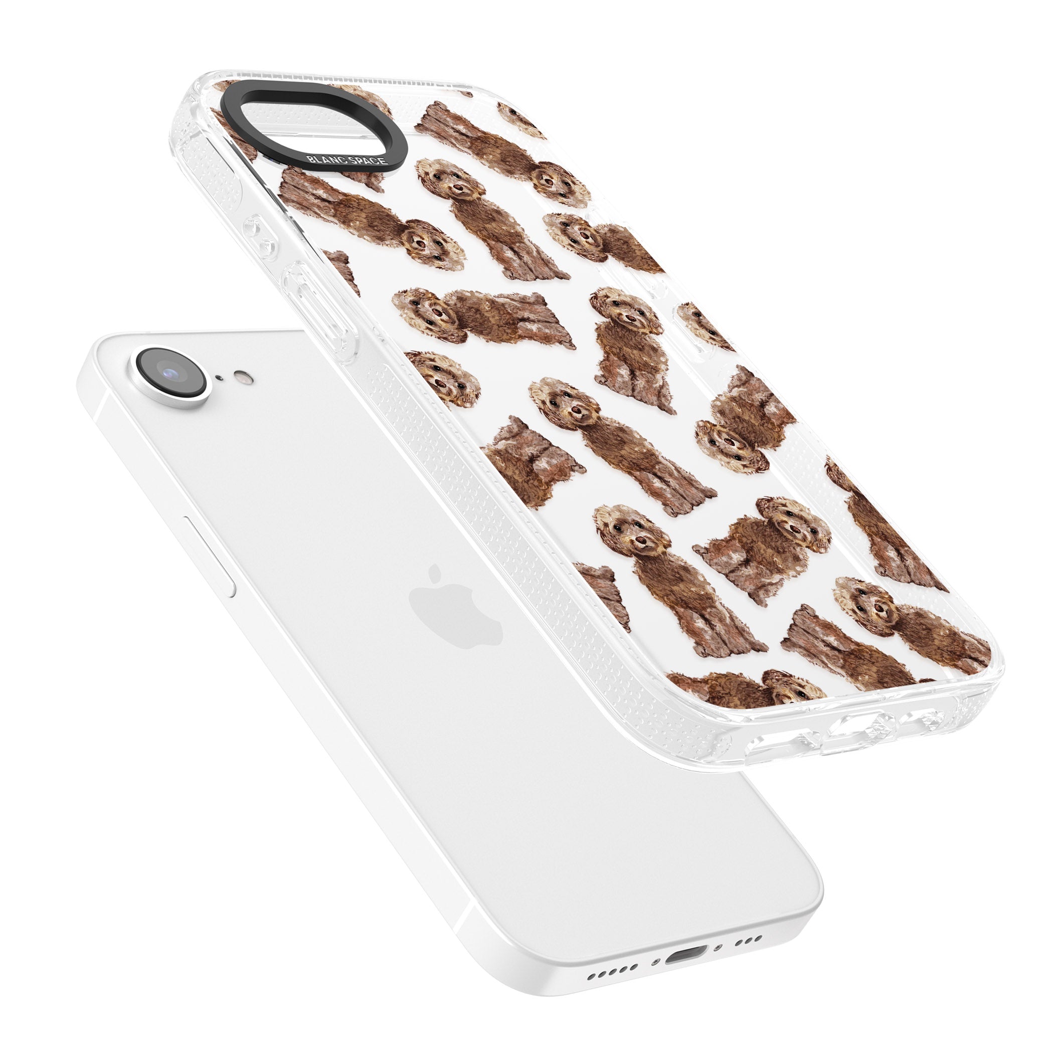 Cockapoo (Brown) Watercolour Dog Pattern iPhone 16e Clear Case Impact Air - Blanc Space
