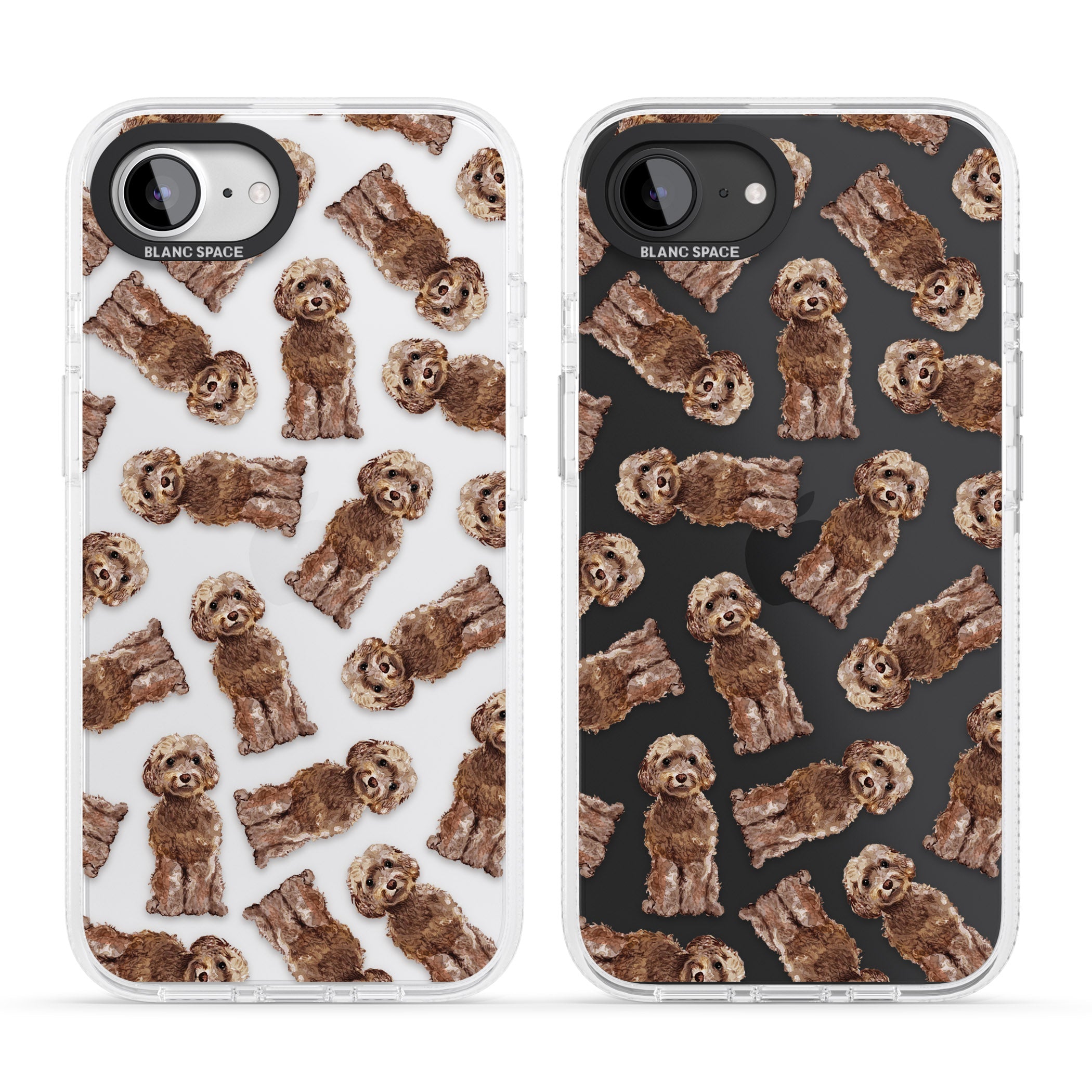 Cockapoo (Brown) Watercolour Dog Pattern iPhone 16e Clear Case Impact Air - Blanc Space