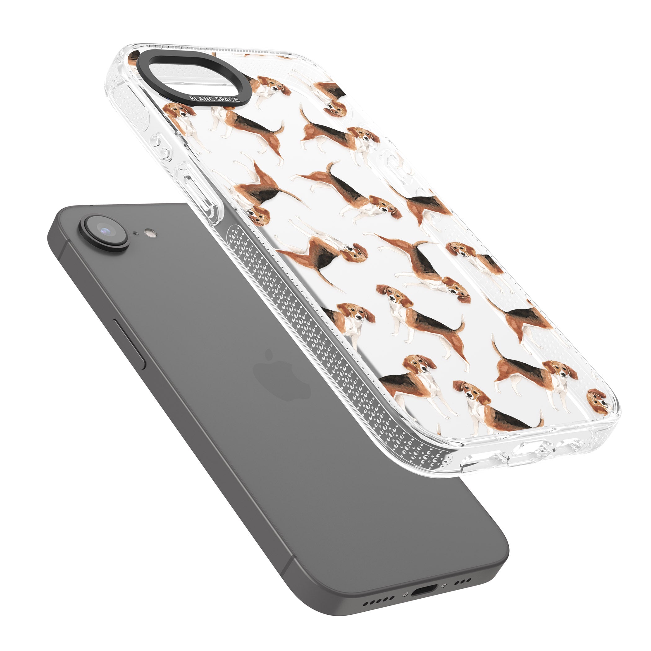 Beagle Watercolour Dog Pattern iPhone 16e Clear Case Impact Air - Blanc Space