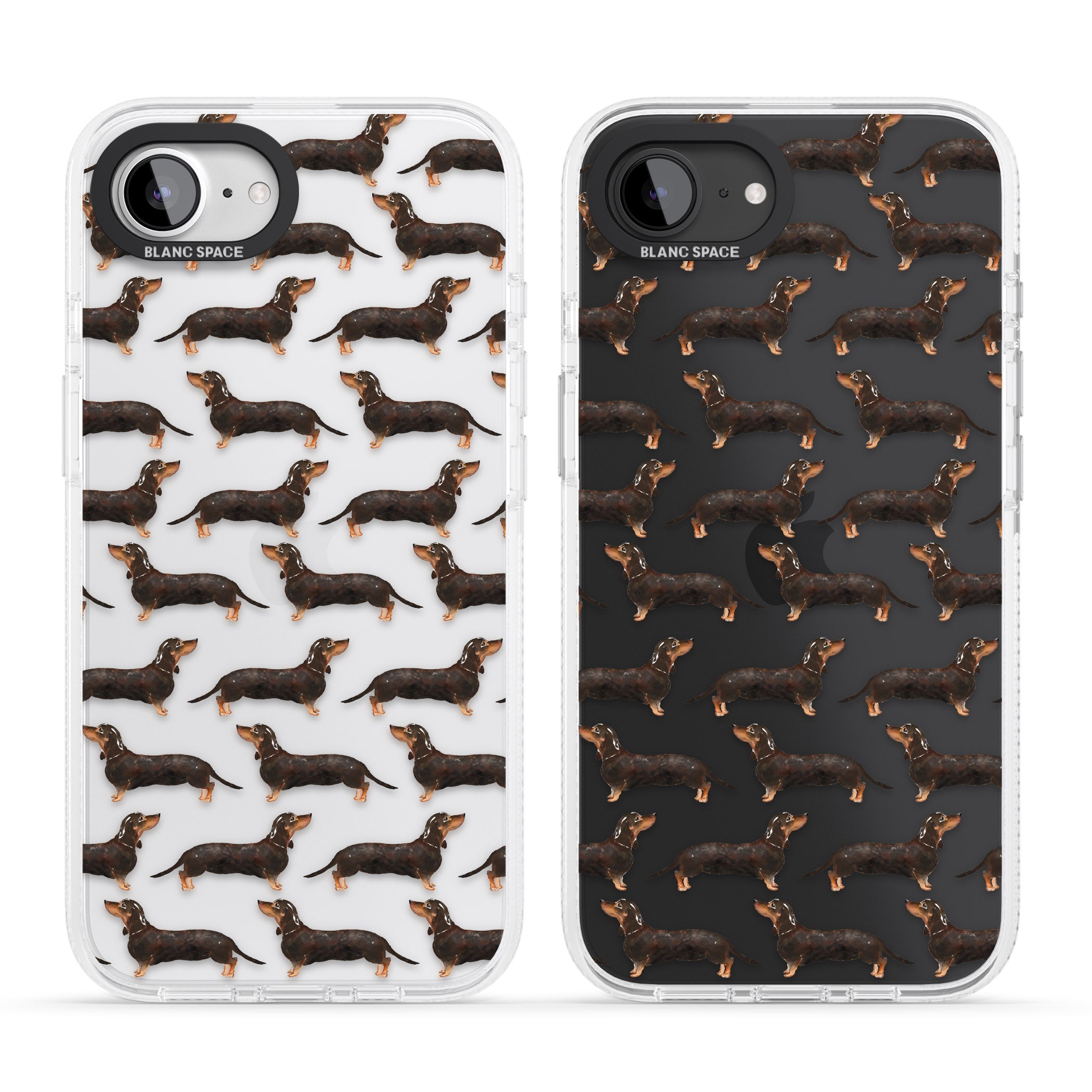 Dachshund (Black & Tan) Watercolour Dog Pattern iPhone 16e Clear Case Impact Air - Blanc Space