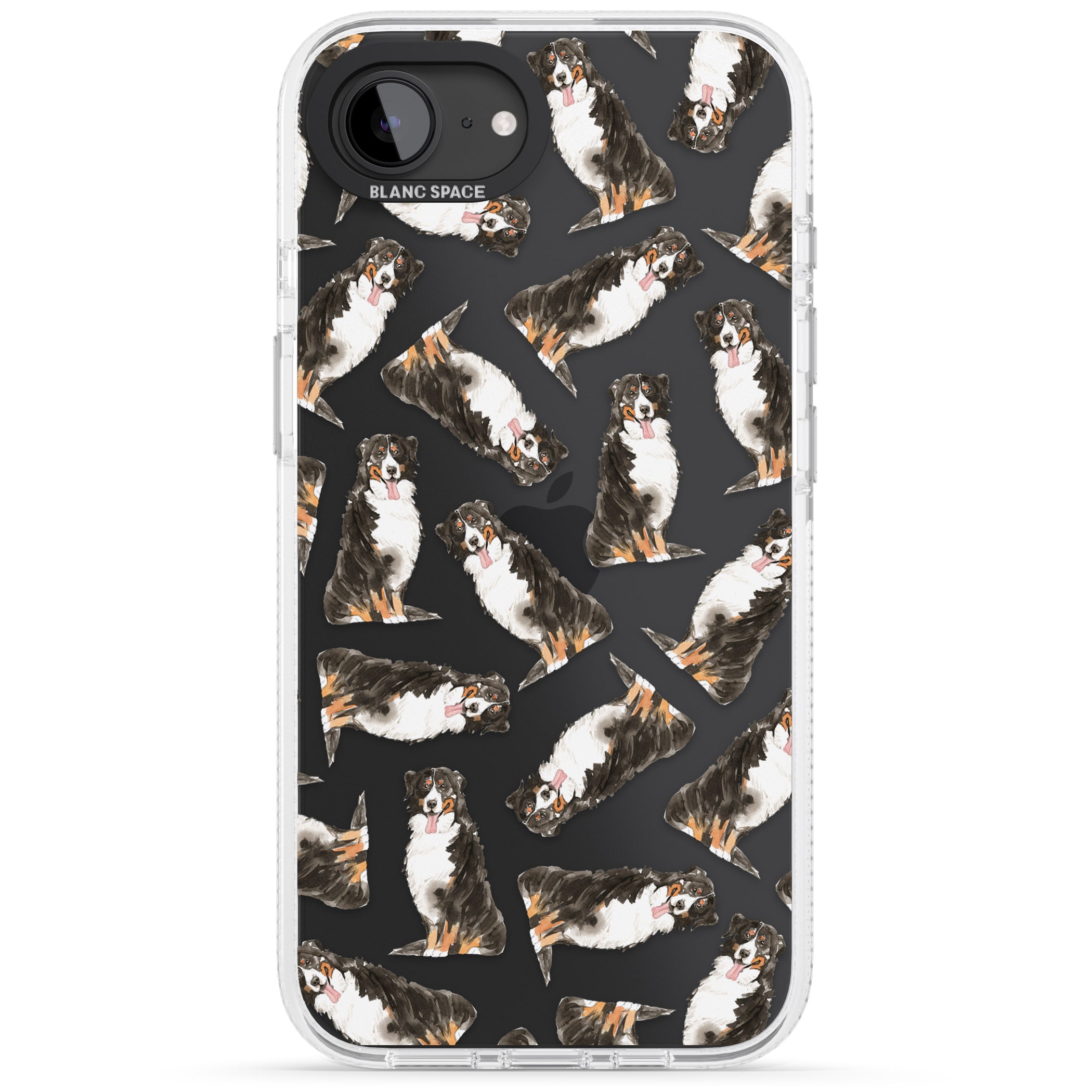 Bernese Mountain Dog Watercolour Dog Pattern iPhone 16e Clear Case Impact Air - Blanc Space