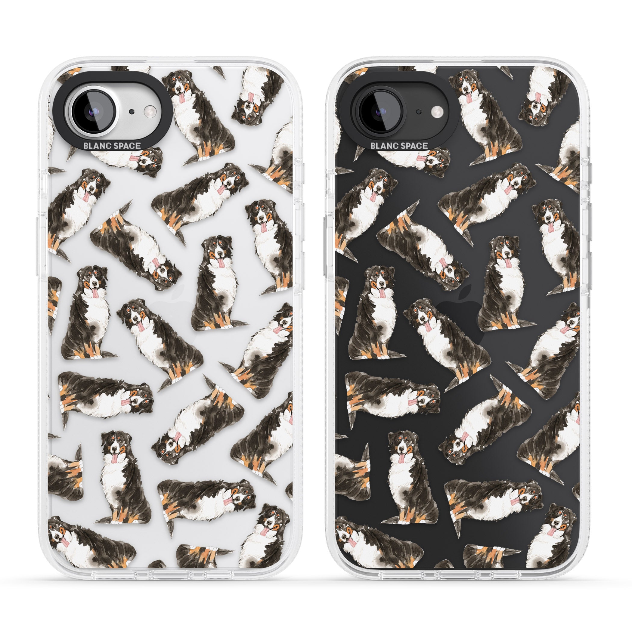 Bernese Mountain Dog Watercolour Dog Pattern iPhone 16e Clear Case Impact Air - Blanc Space
