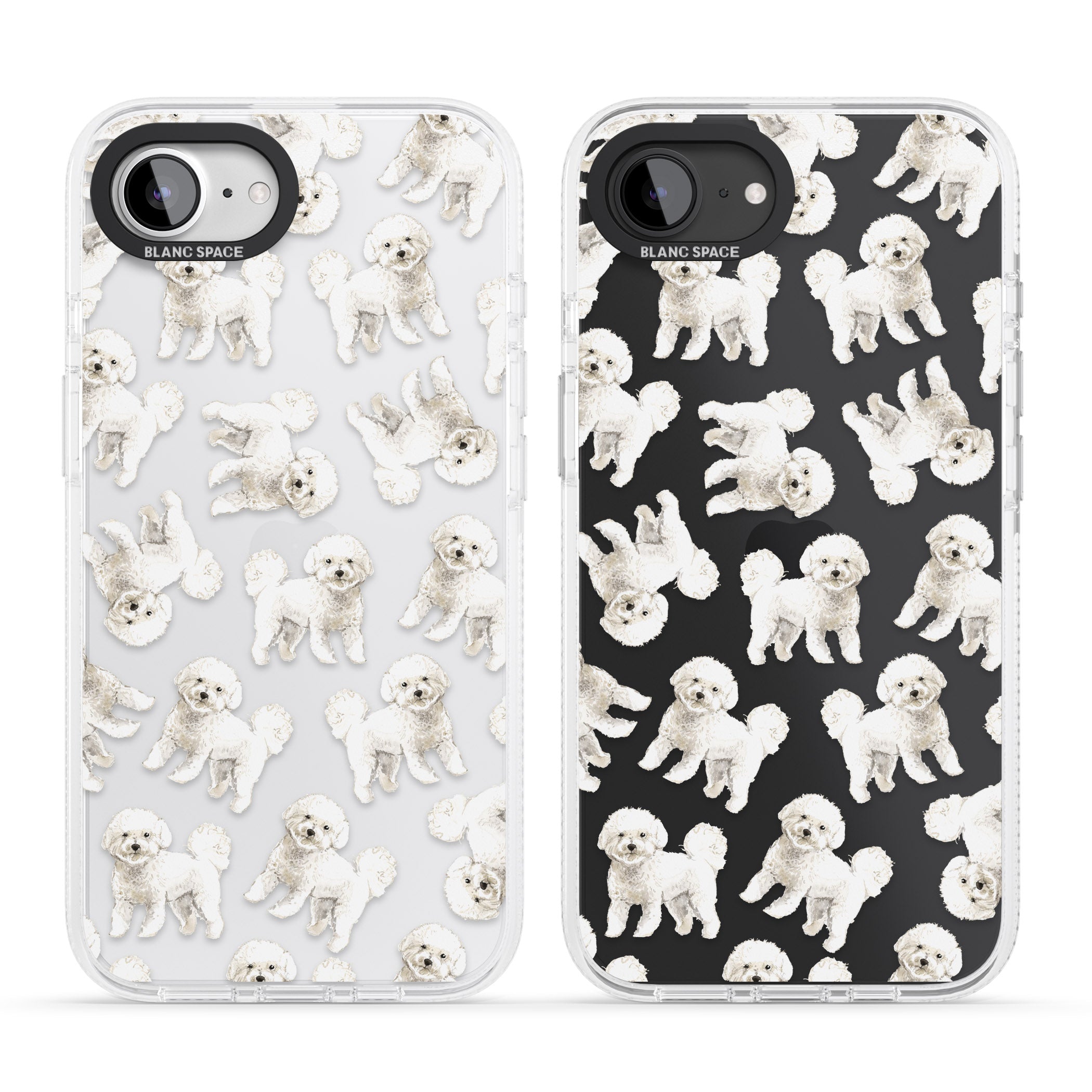 Bichon Frise Watercolour Dog Pattern iPhone 16e Clear Case Impact Air - Blanc Space