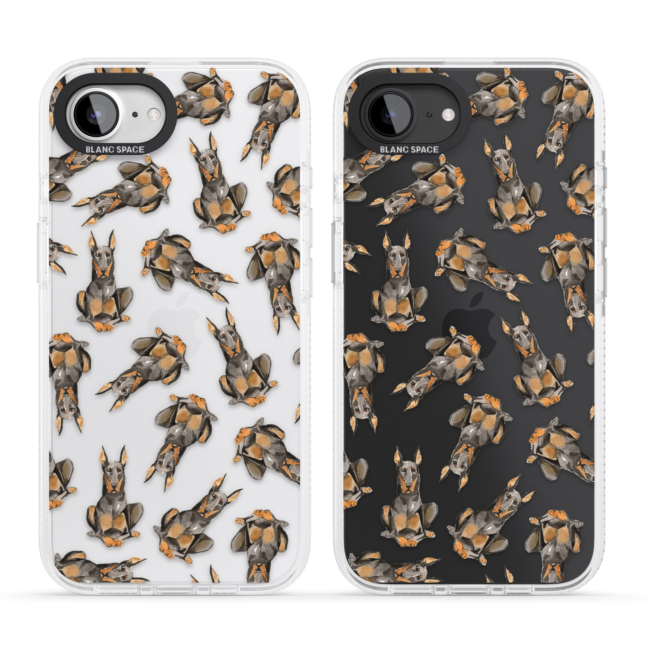Doberman Watercolour Dog Pattern iPhone 16e Clear Case Impact Air - Blanc Space