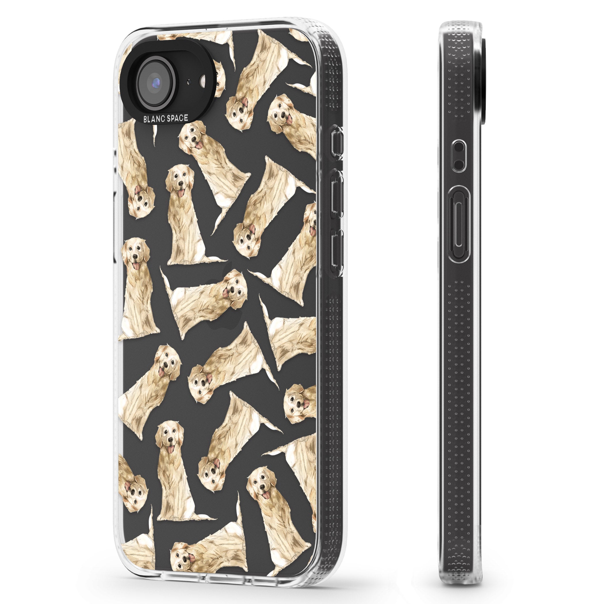 Golden Retriever Watercolour Dog Pattern iPhone 16e Clear Case Impact Air - Blanc Space