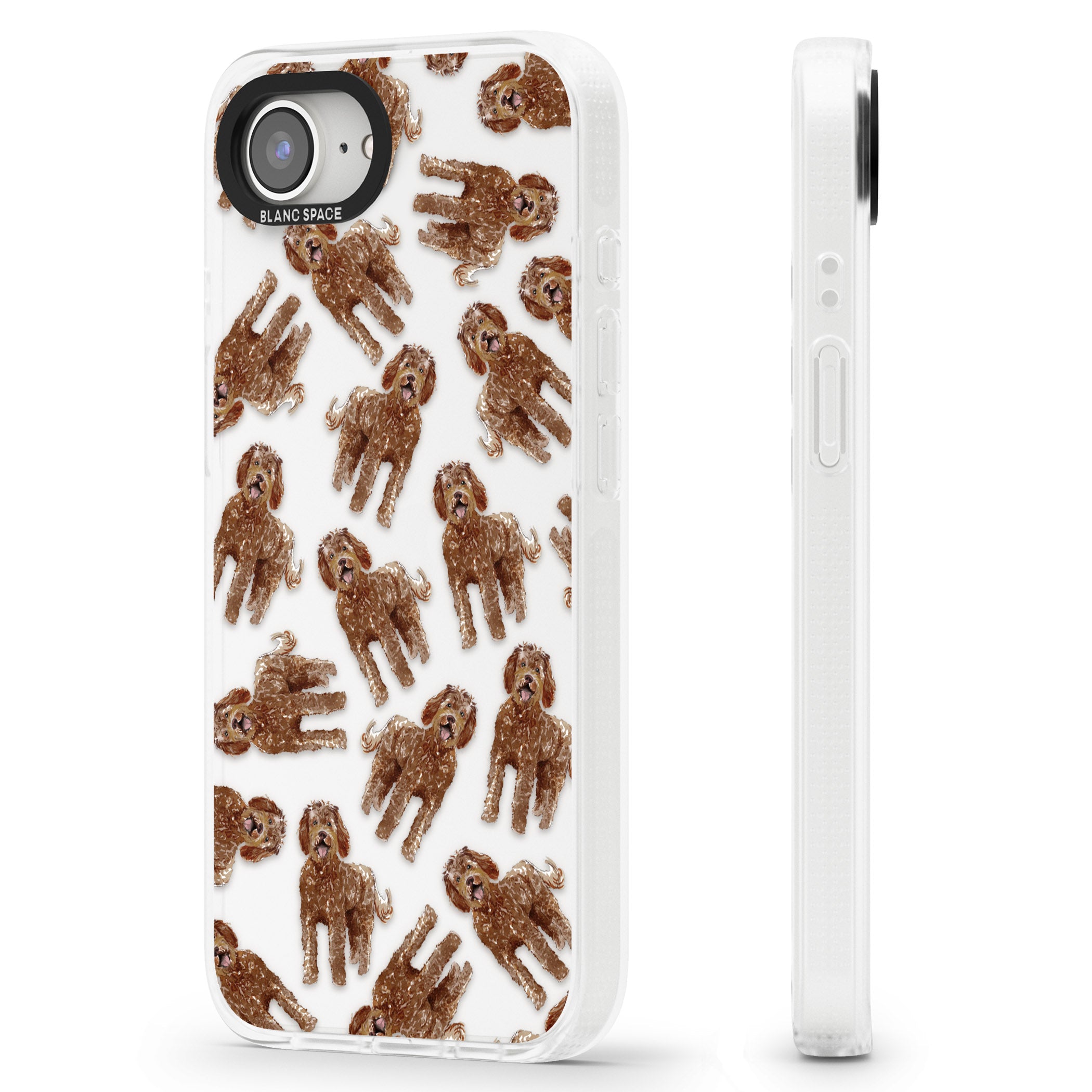 Labradoodle (Brown) Watercolour Dog Pattern iPhone 16e Clear Case Impact Air - Blanc Space