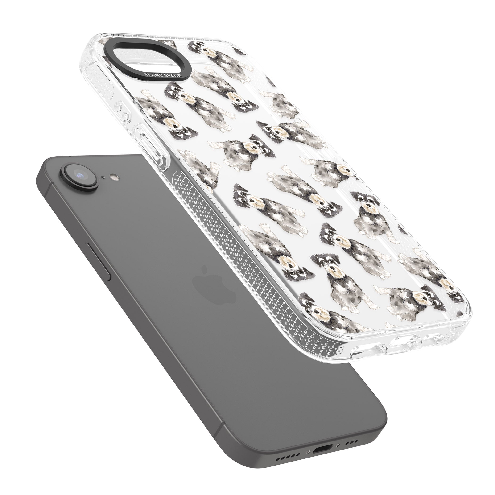 Miniature Schnauzer Watercolour Dog Pattern iPhone 16e Clear Case Impact Air - Blanc Space