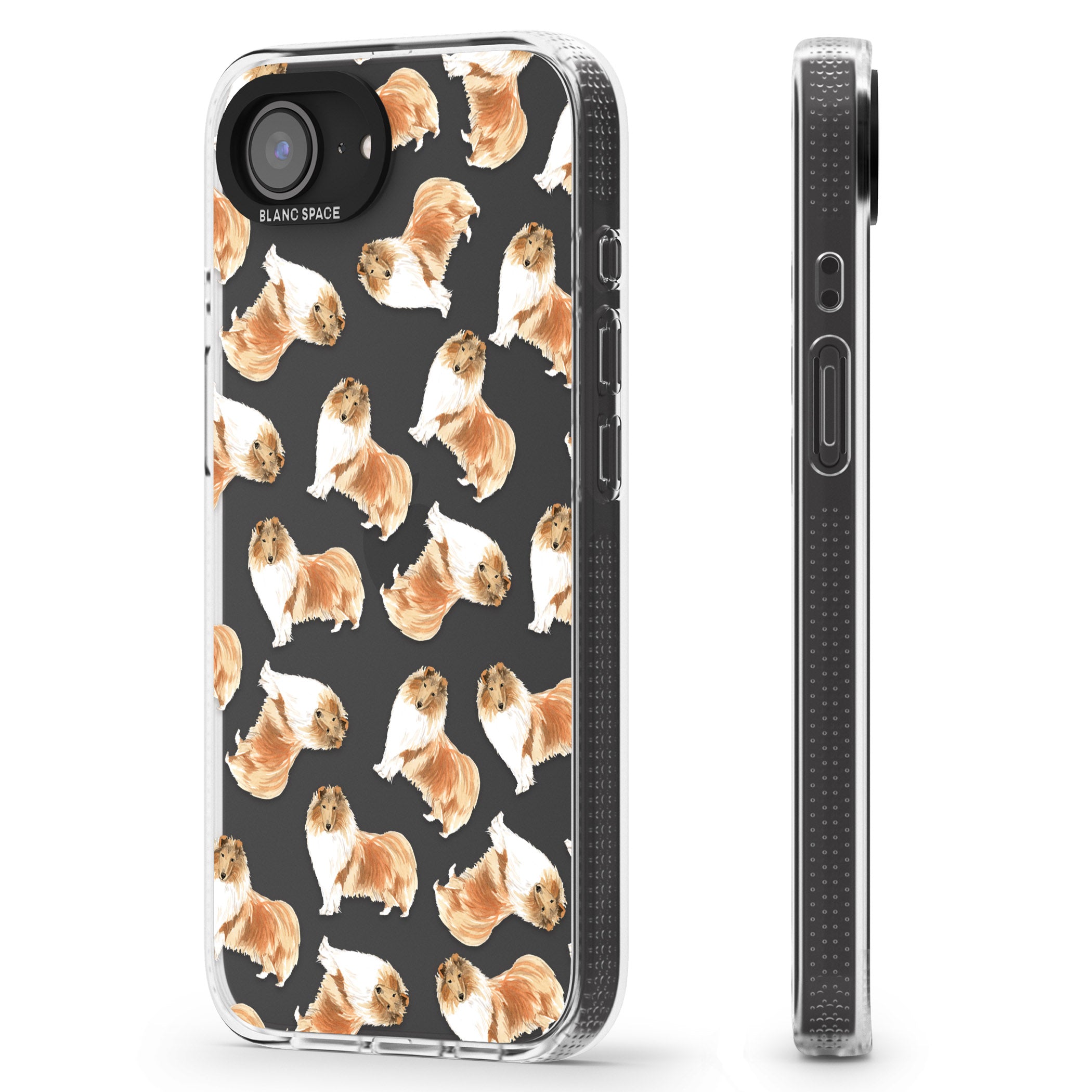 Rough Collie Watercolour Dog Pattern iPhone 16e Clear Case Impact Air - Blanc Space
